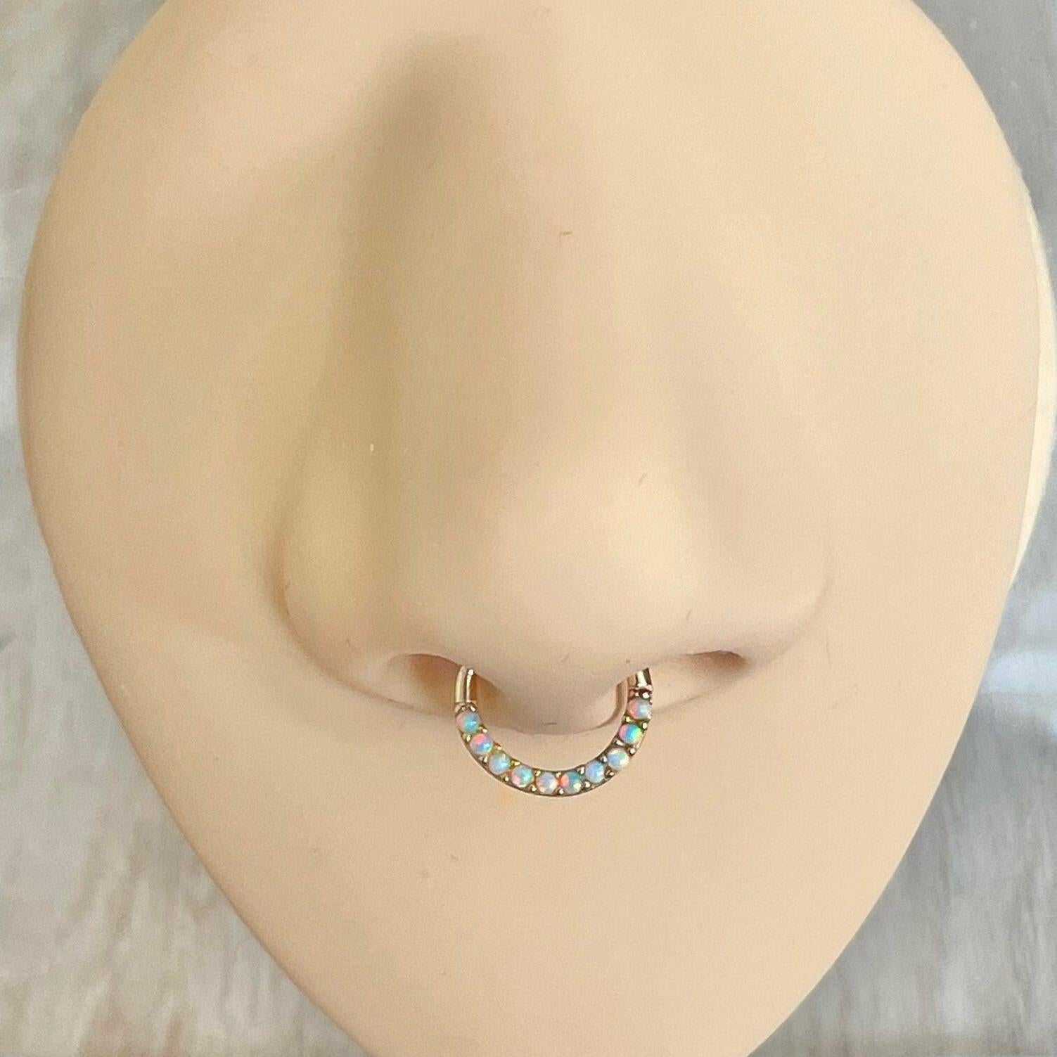 Opaline Halo Septum Ring-Septum Ring-Elara Body Jewelry