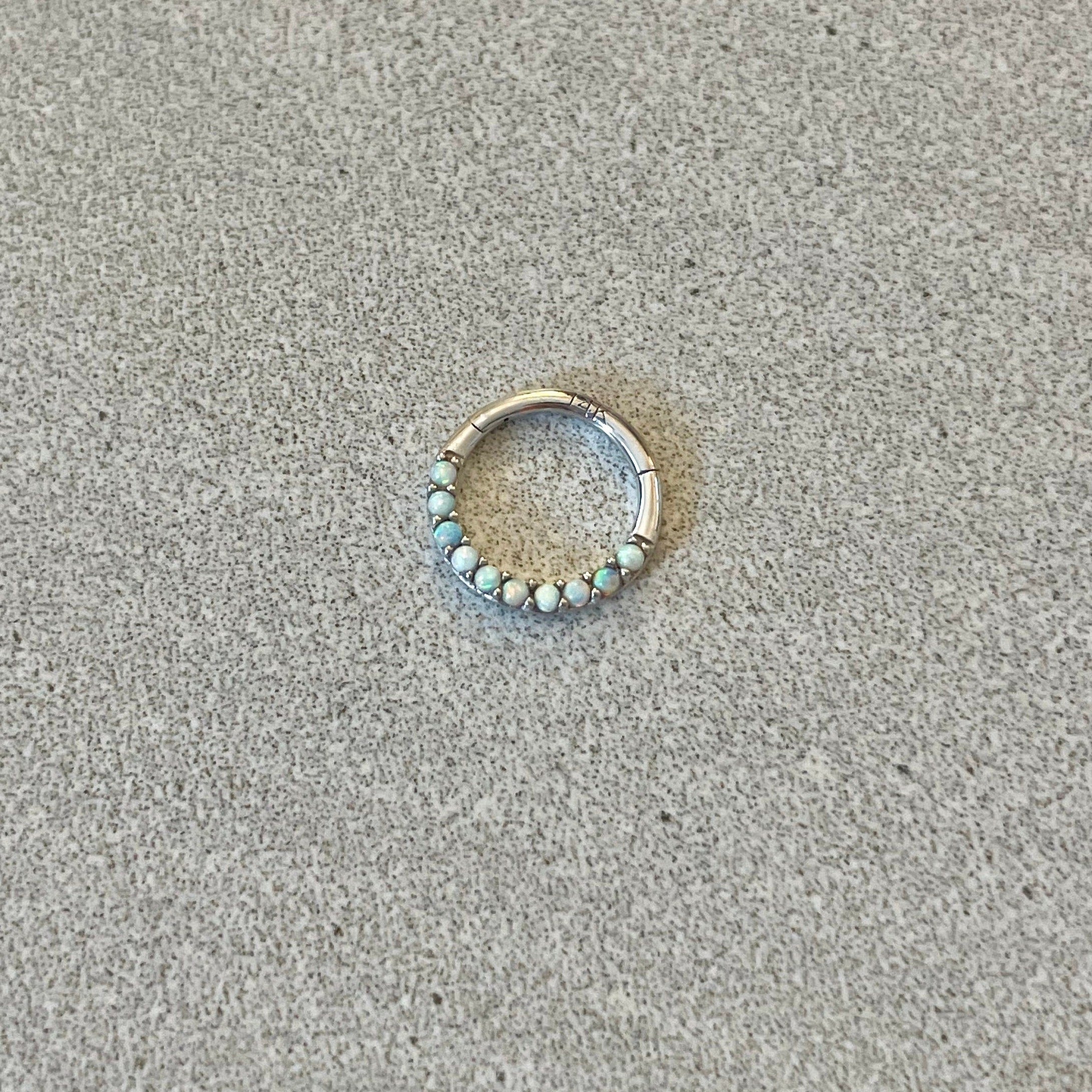 Opaline Halo Septum Ring-Septum Ring-Elara Body Jewelry