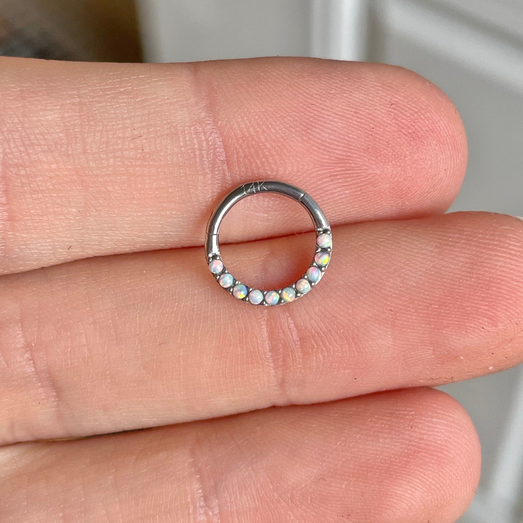 Opaline Halo Septum Ring-Septum Ring-Elara Body Jewelry