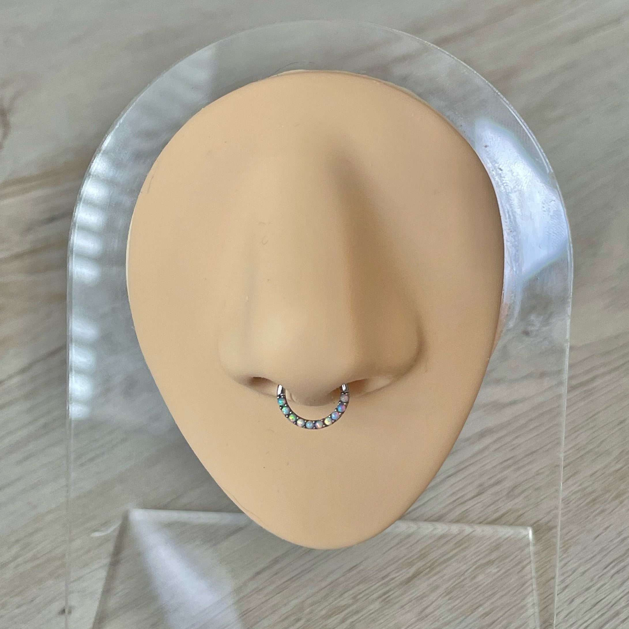 Opaline Halo Septum Ring-Septum Ring-Elara Body Jewelry