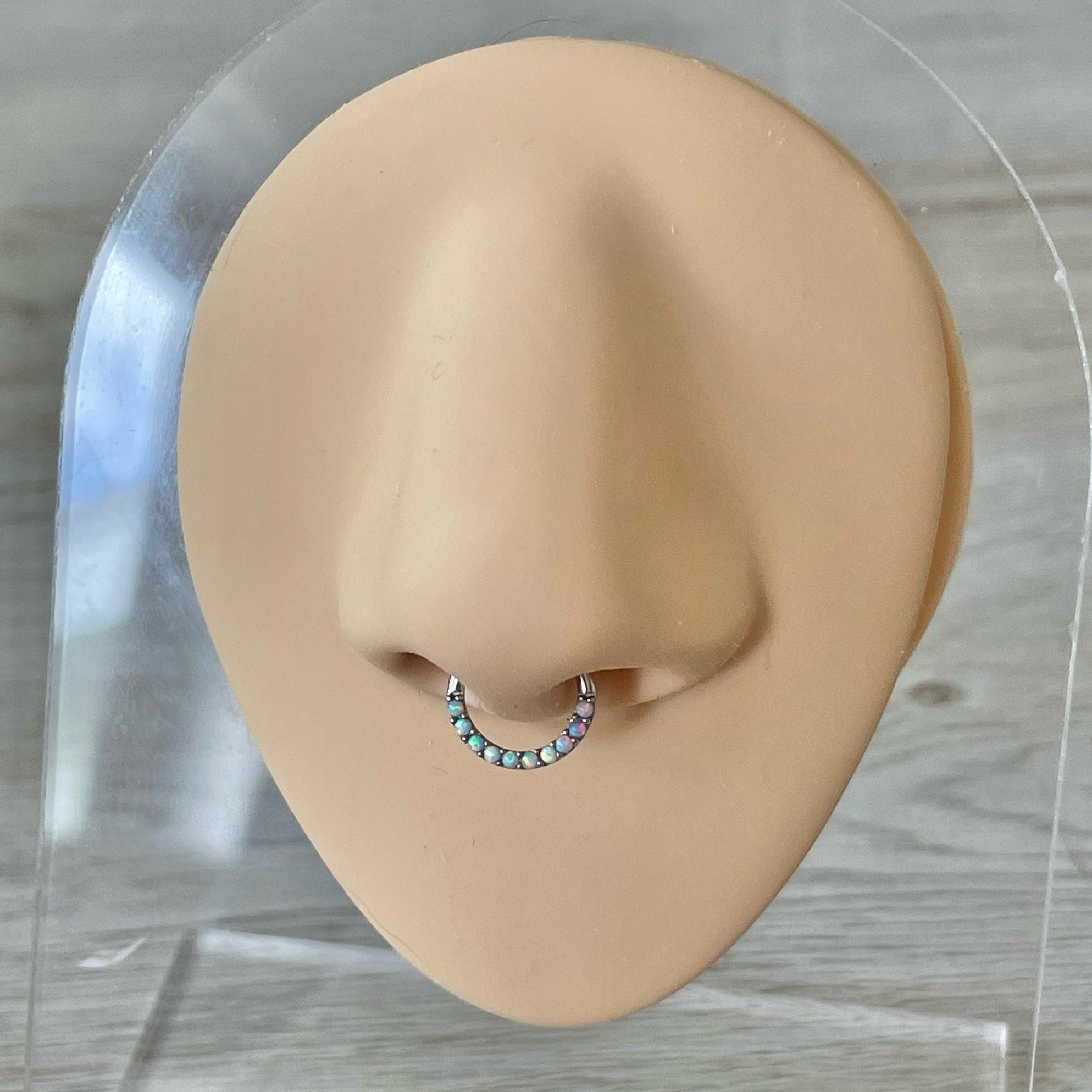 Opaline Halo Septum Ring-Septum Ring-Elara Body Jewelry