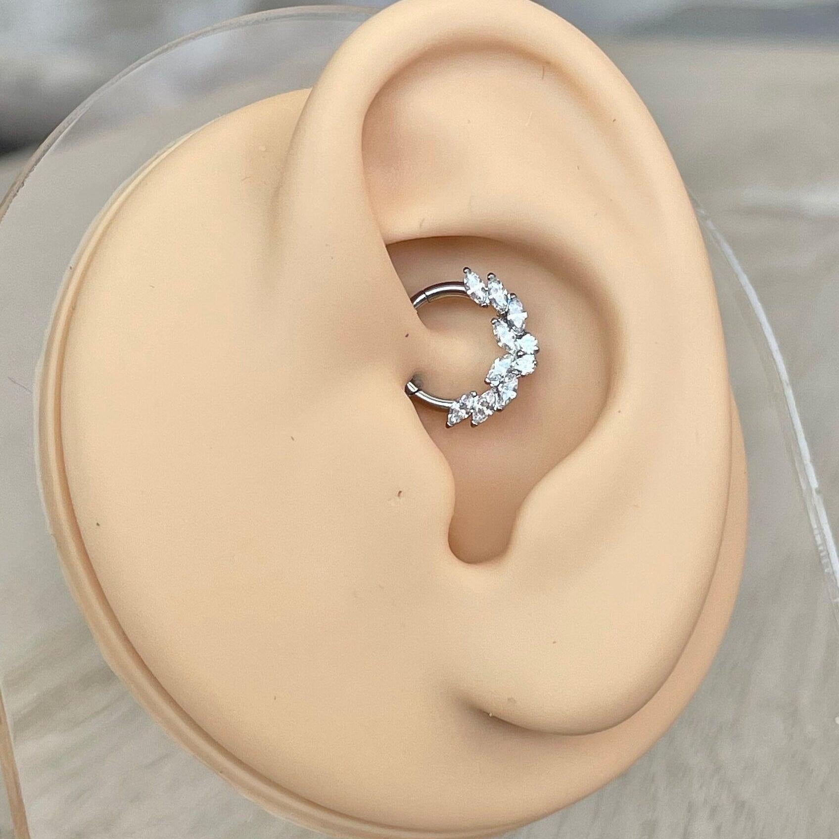 Papillon Celeste Daith Earring-Daith Earring-Silver/White Gold-8mm Diameter-Titanium-Elara Body Jewelry