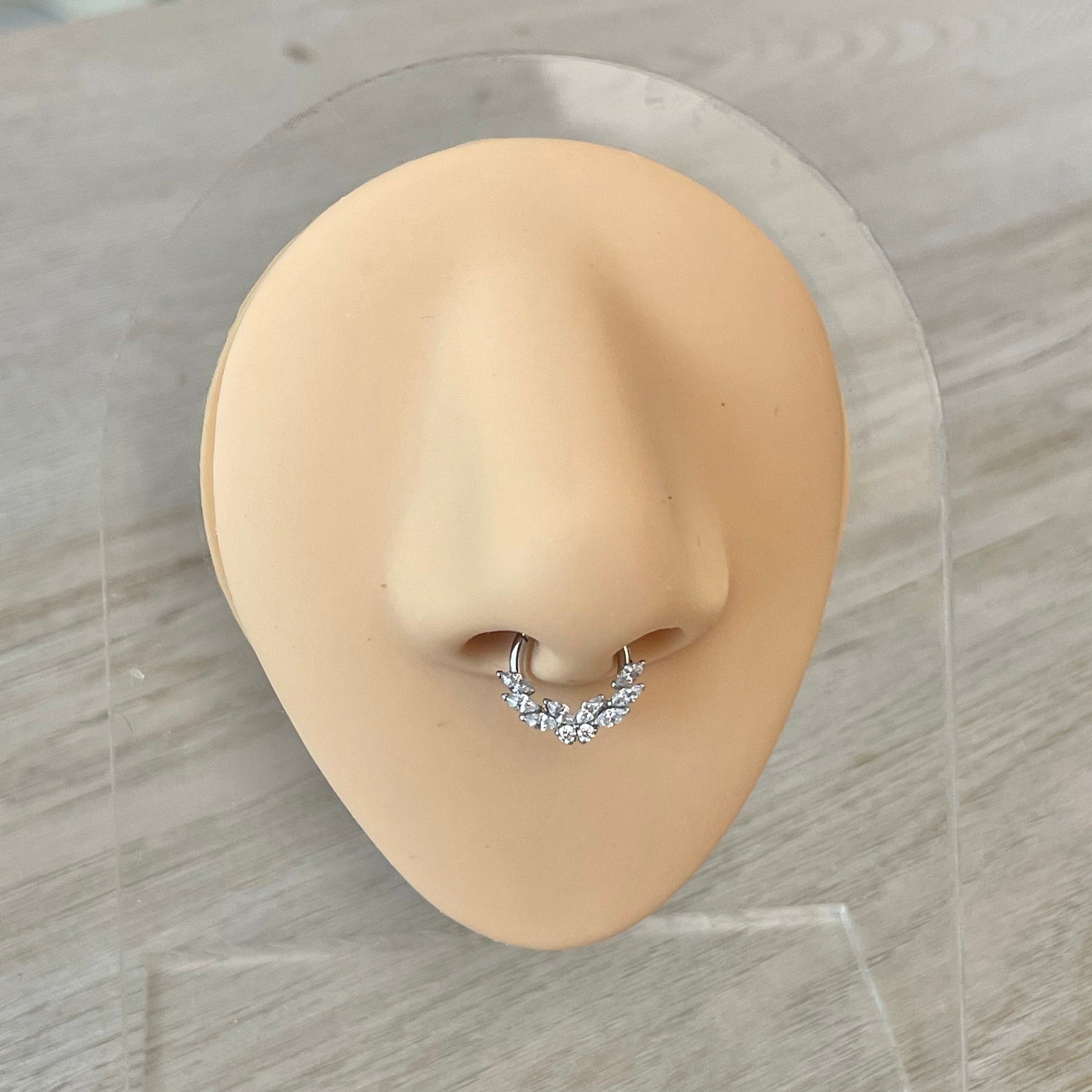 Papillon Celeste Septum Ring-Septum Ring-Silver-8mm Diameter-14k Solid White or Yellow Gold-Elara Body Jewelry