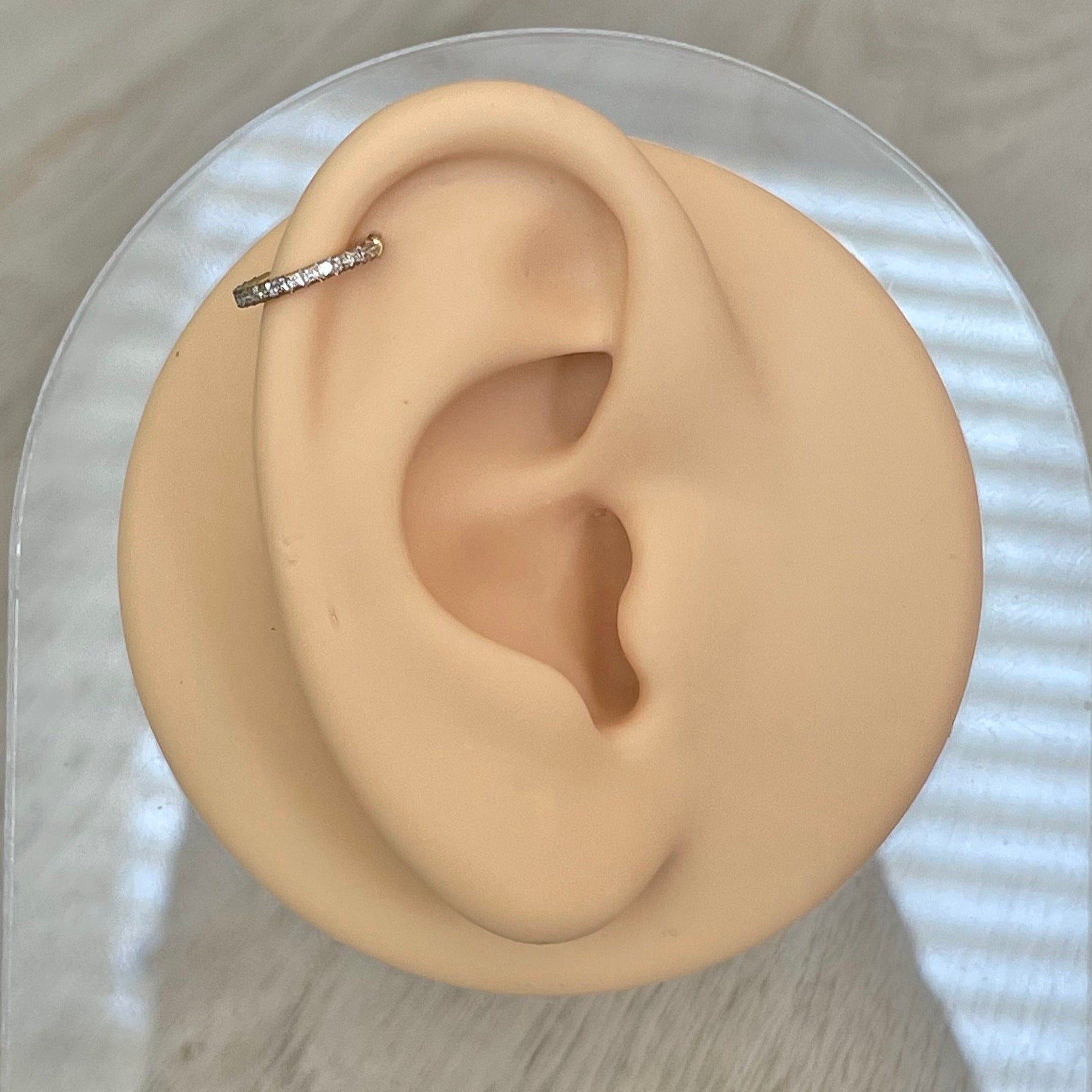 Pave Halo Helix Earring-Cartilage Earring-Elara Body Jewelry