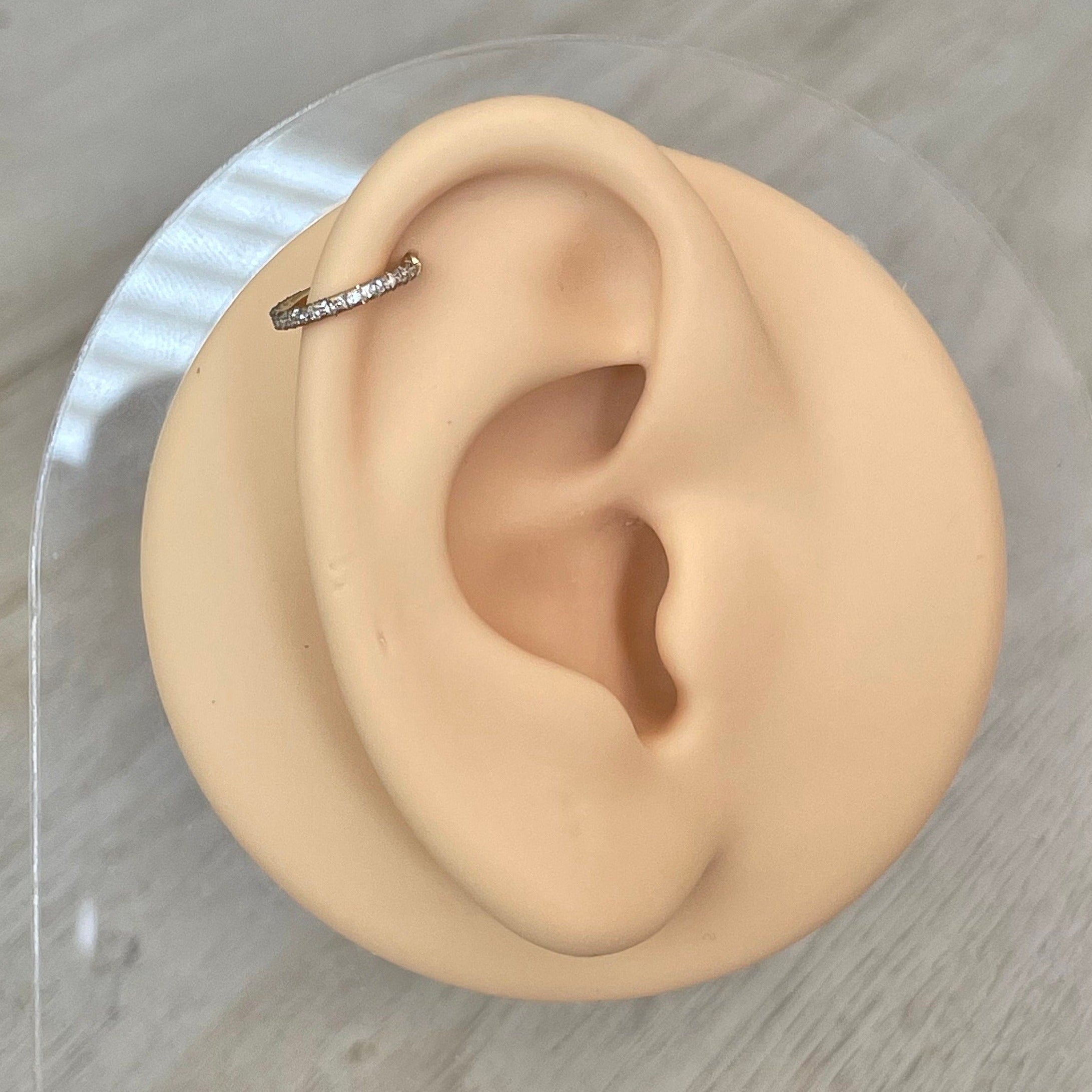 Pave Halo Helix Earring-Cartilage Earring-Elara Body Jewelry