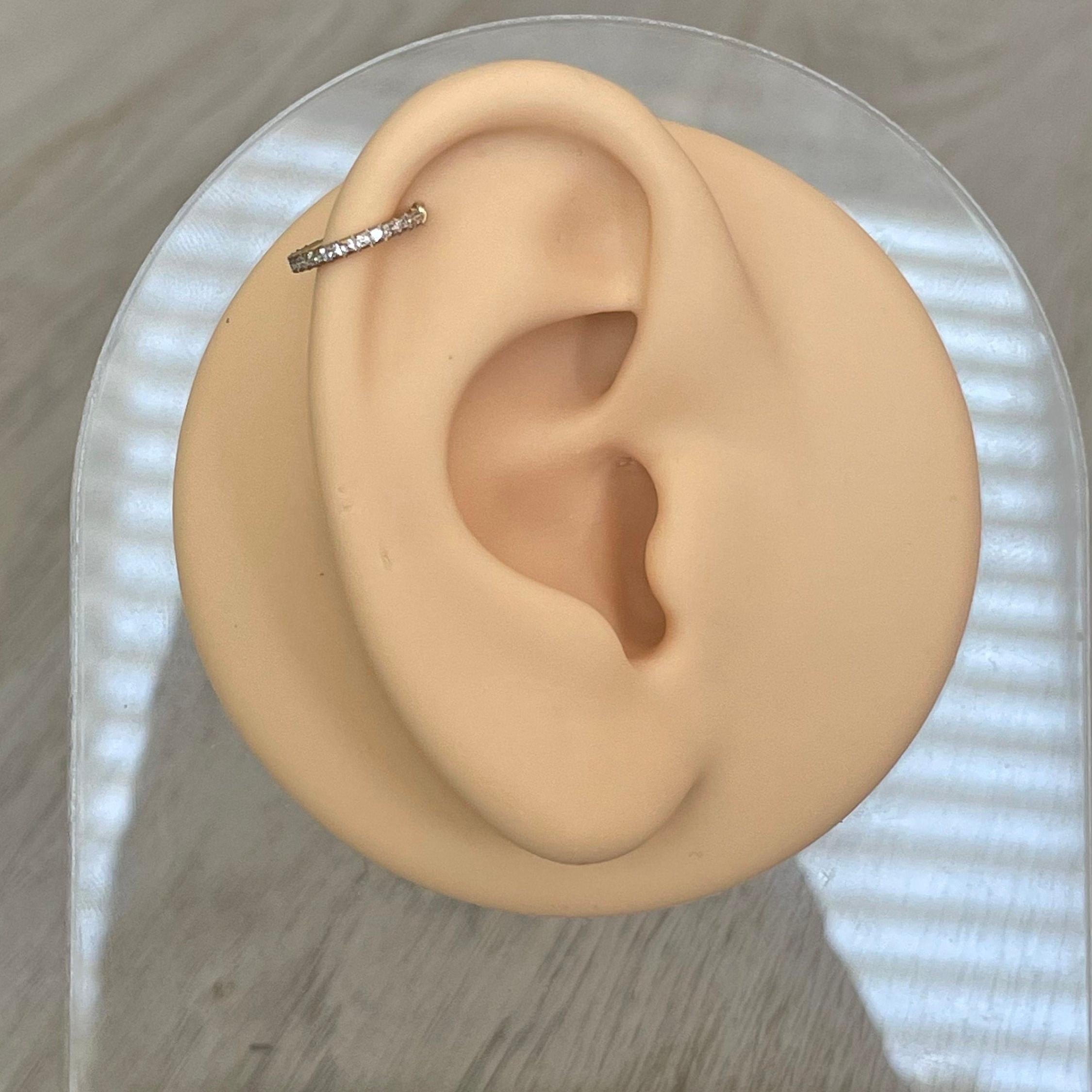 Pave Halo Helix Earring-Cartilage Earring-Elara Body Jewelry