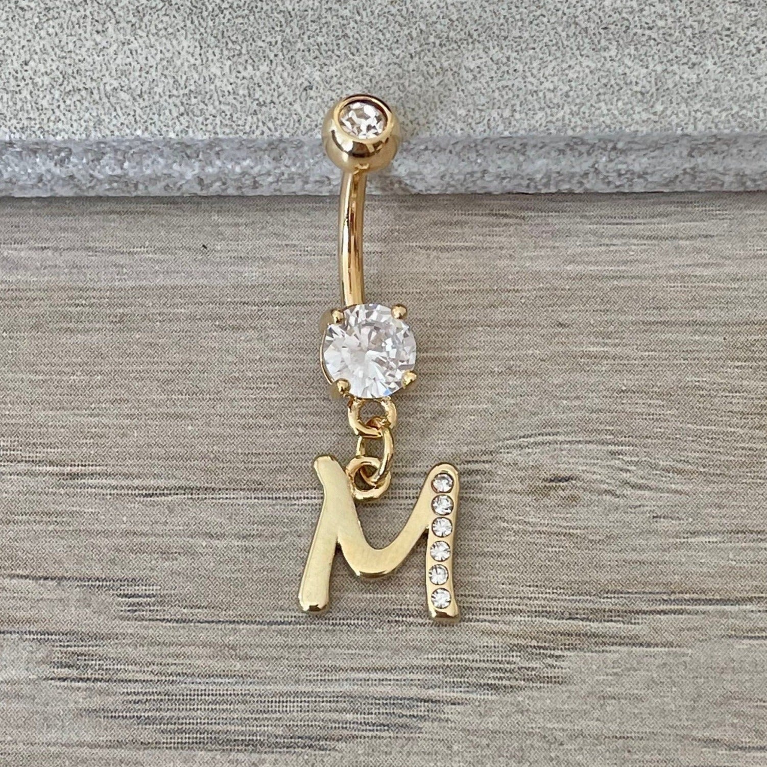 Personalized Initial Belly Button Ring-Belly Button Rings-Elara Body Jewelry