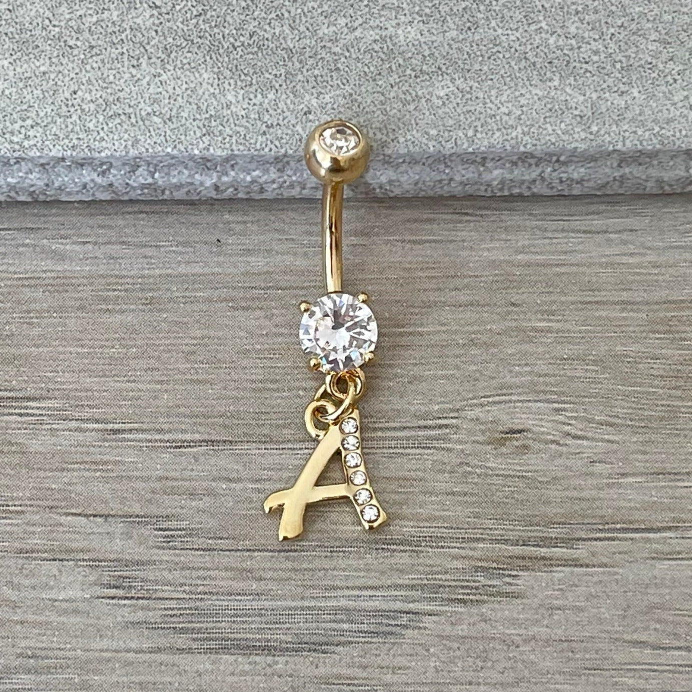 Personalized Initial Belly Button Ring-Belly Button Rings-Elara Body Jewelry