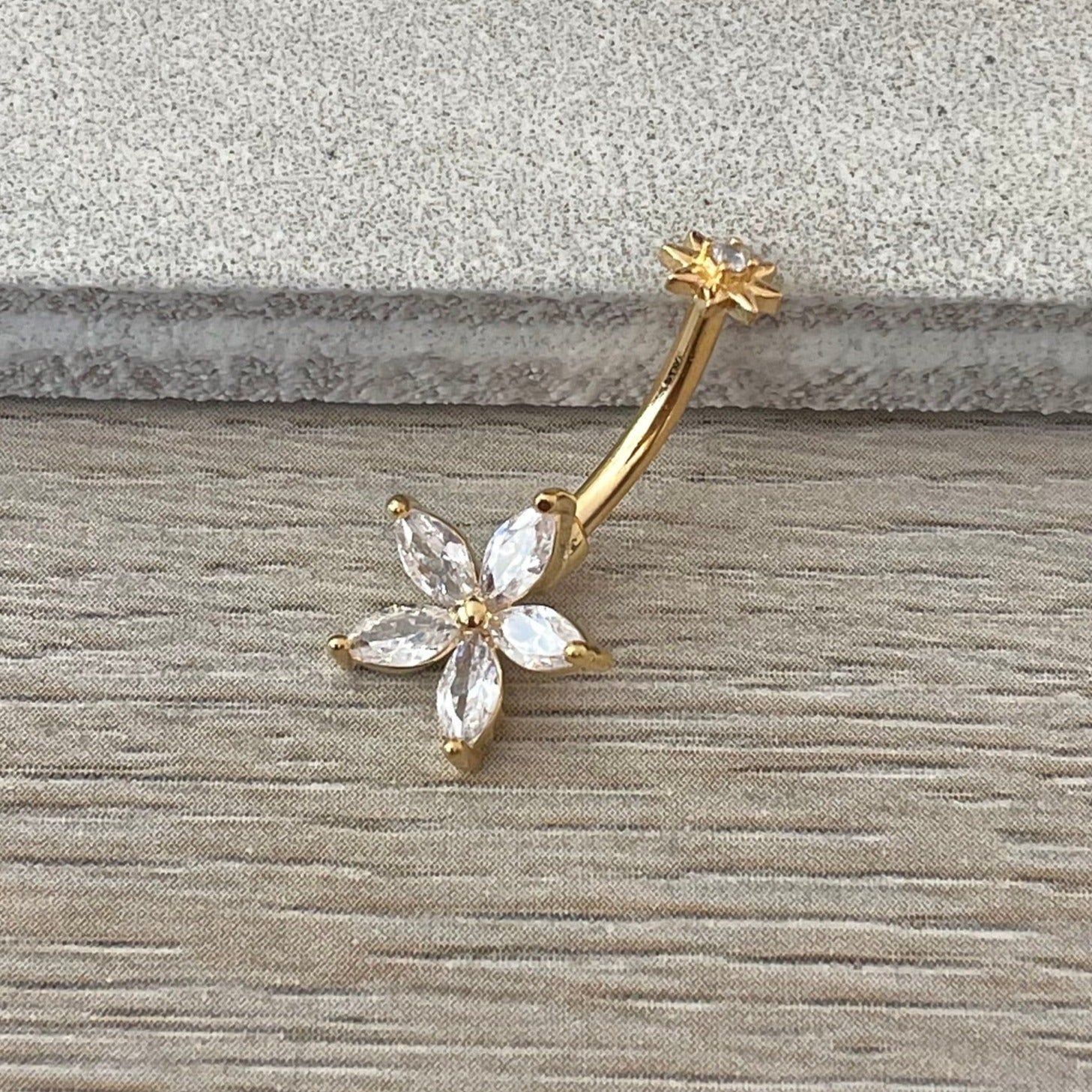Petal Divina Belly Button Ring-Belly Button Rings-Gold-Elara Body Jewelry