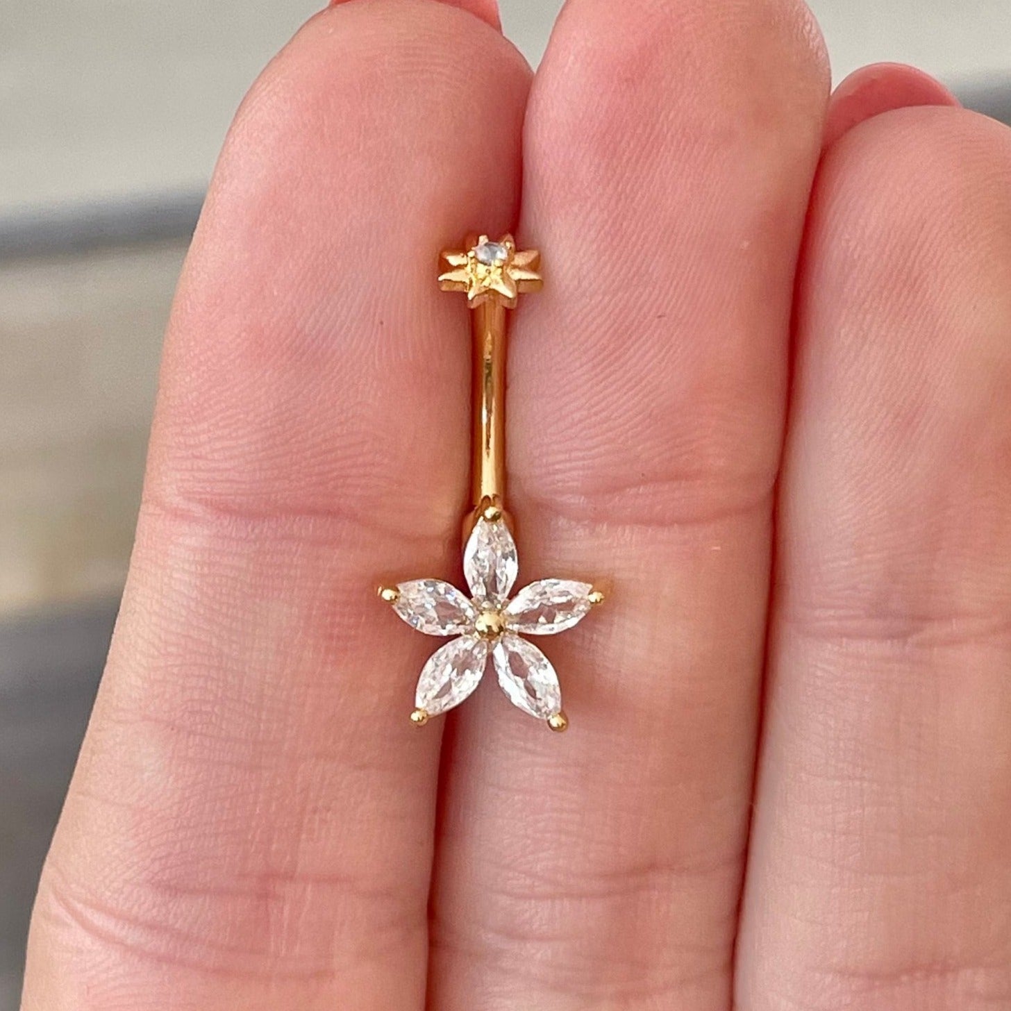 Petal Divina Belly Button Ring-Belly Button Rings-Gold-Elara Body Jewelry