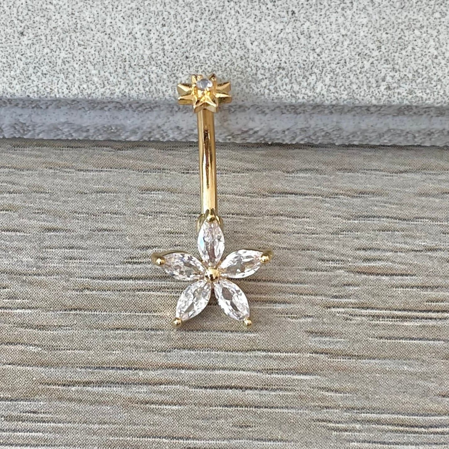 Petal Divina Belly Button Ring-Belly Button Rings-Elara Body Jewelry