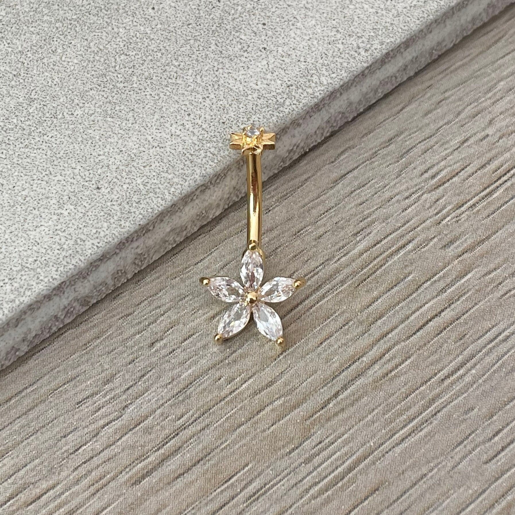 Petal Divina Belly Button Ring-Belly Button Rings-Elara Body Jewelry