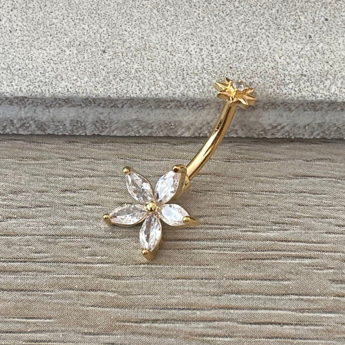 Petal Divina Belly Button Ring-Belly Button Rings-Gold-Elara Body Jewelry