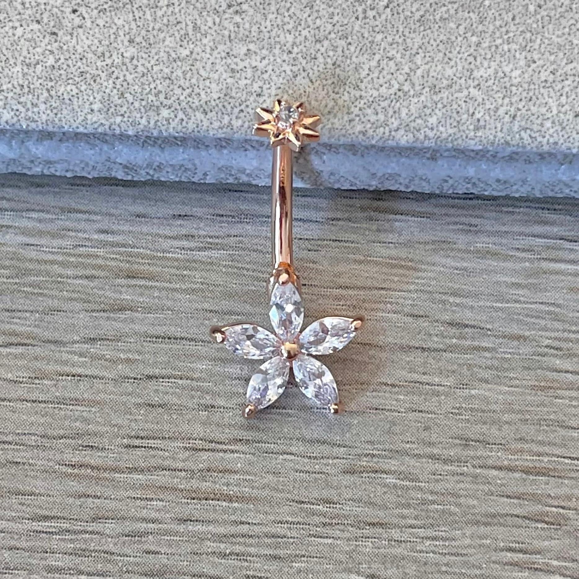Petal Divina Belly Button Ring-Belly Button Rings-Rose gold-Elara Body Jewelry