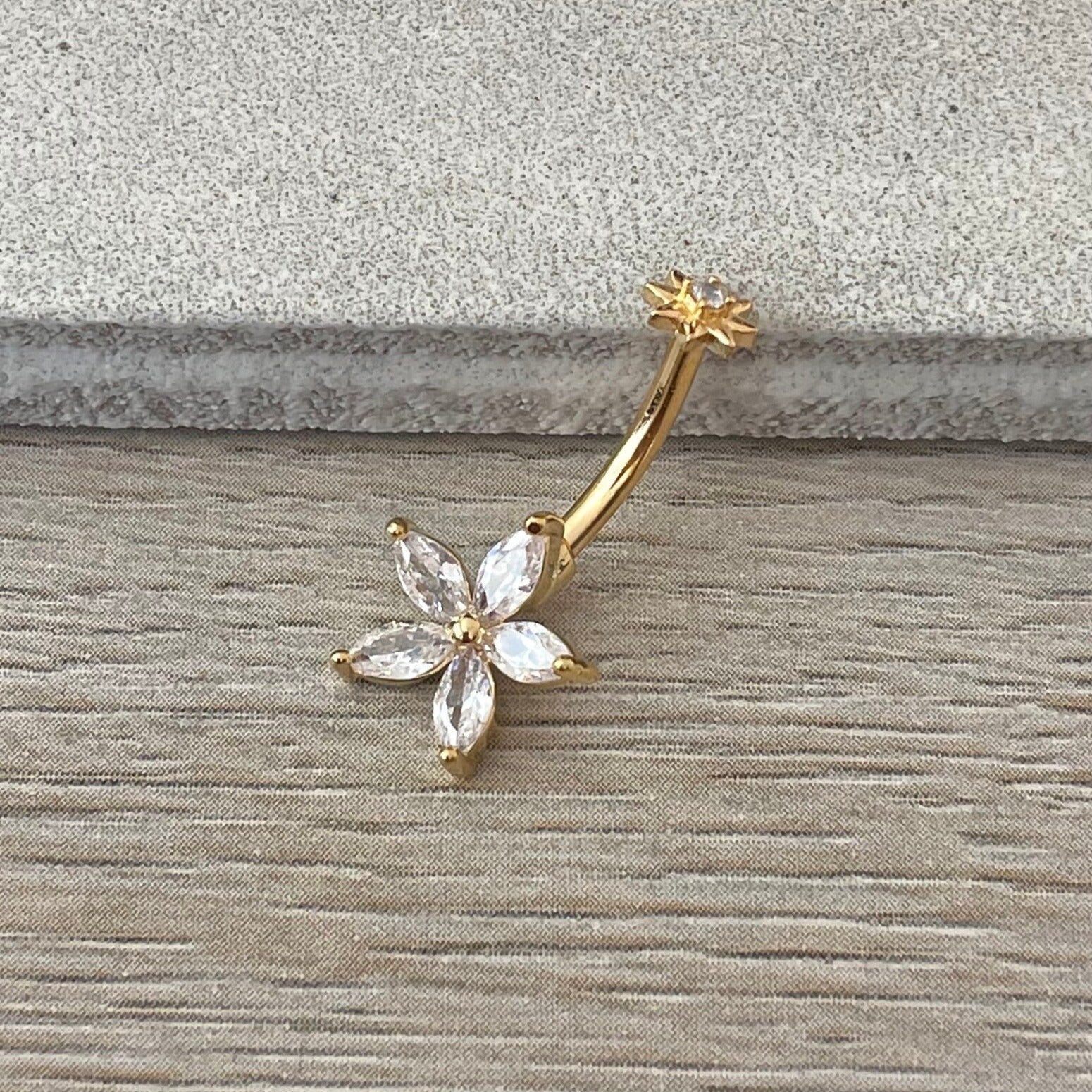 Petal Divina Belly Button Ring-Belly Button Rings-Elara Body Jewelry