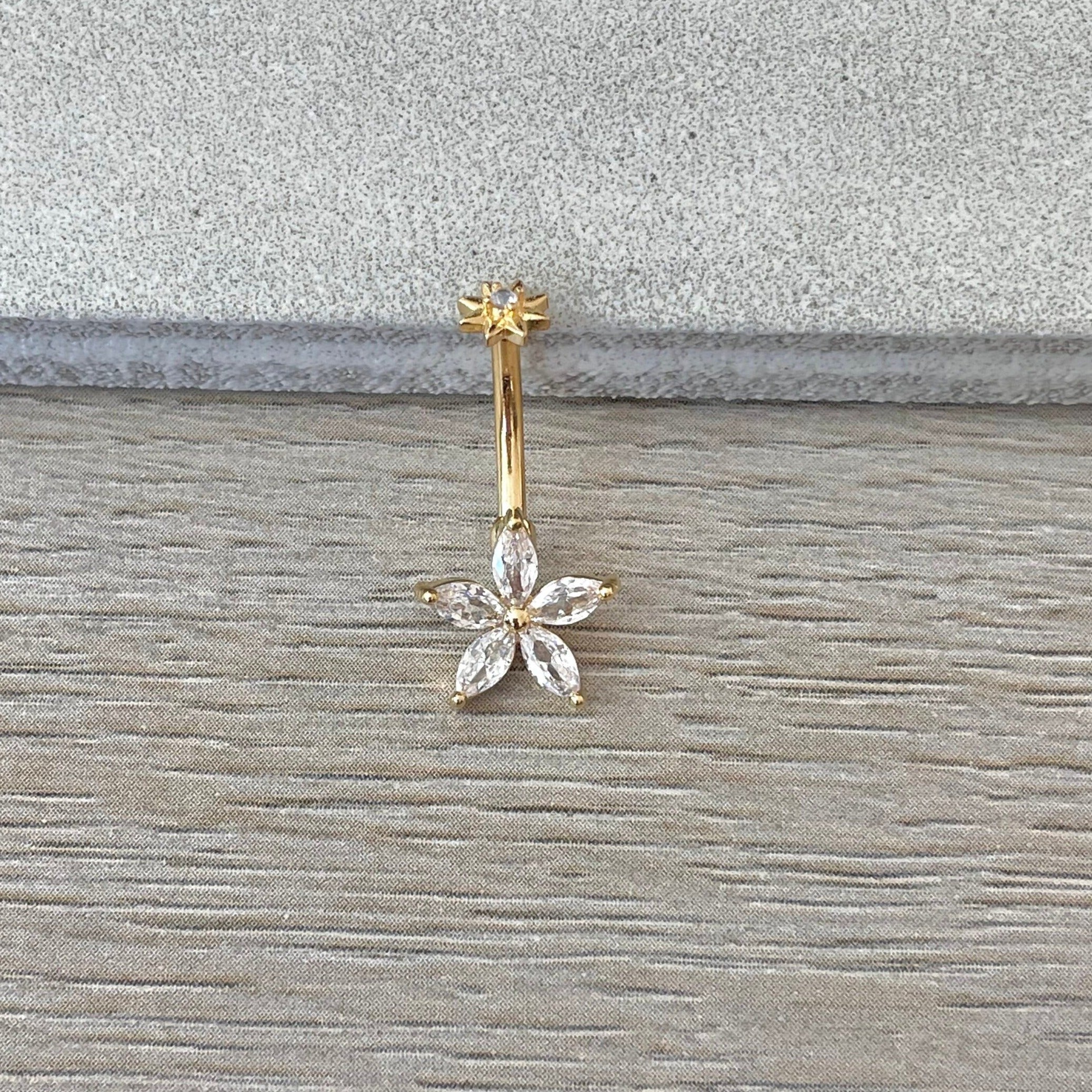 Petal Divina Belly Button Ring-Belly Button Rings-Rose gold-Elara Body Jewelry