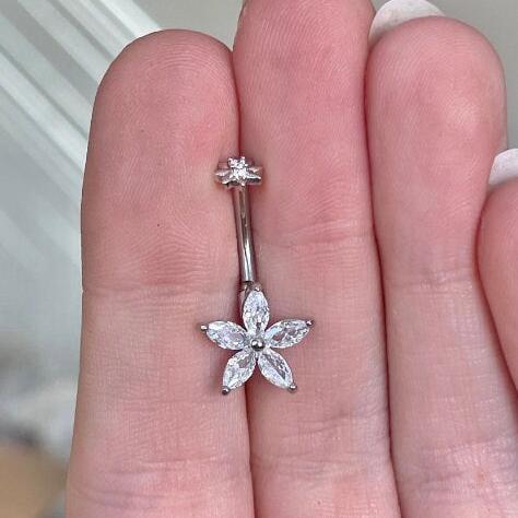 Petal Divina Belly Button Ring-Belly Button Rings-Silver-Elara Body Jewelry