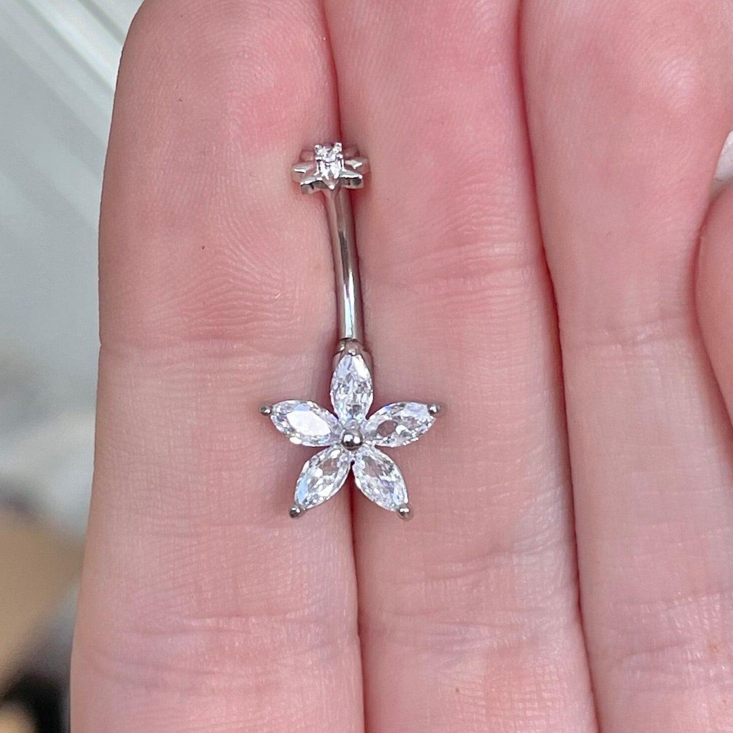 Petal Divina Belly Button Ring-Belly Button Rings-Elara Body Jewelry