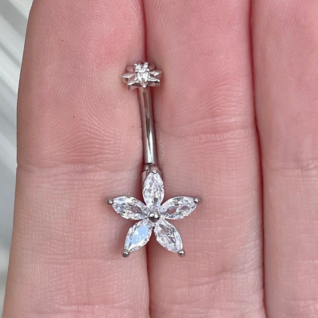 Petal Divina Belly Button Ring-Belly Button Rings-Silver-Elara Body Jewelry