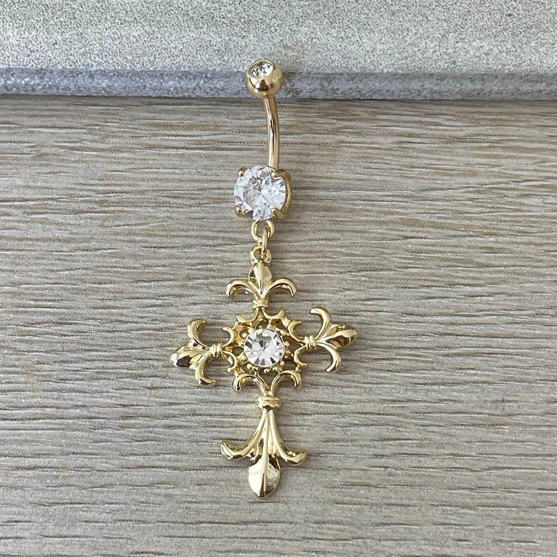 Sanctielle Belly Button Ring-Belly Button Rings-Gold-Elara Body Jewelry