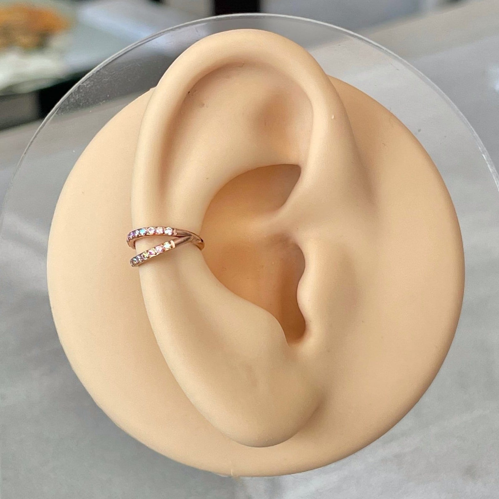Selene Veil Conch Earring-Cartilage Earring-Elara Body Jewelry