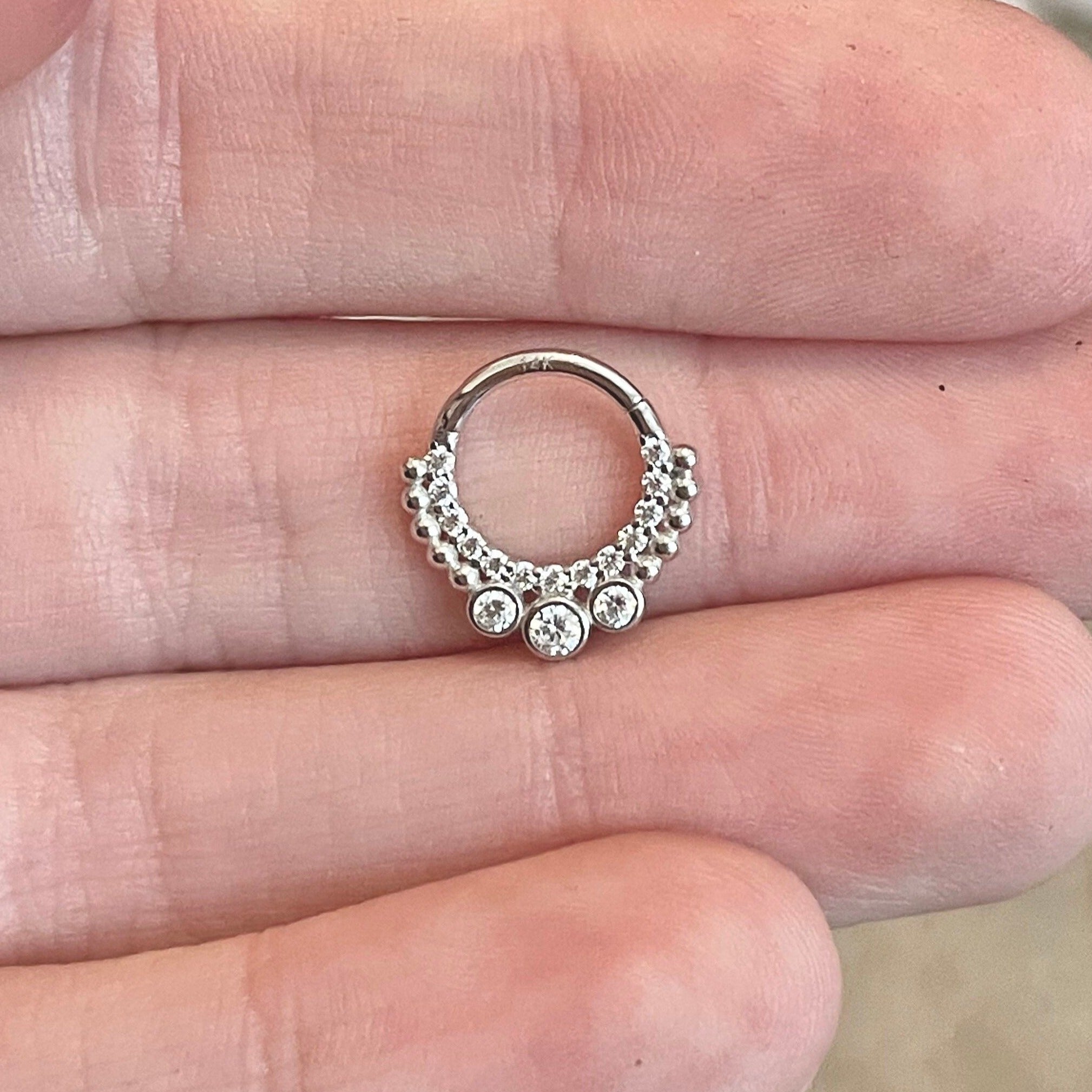 Selunai Septum Ring-Septum Ring-White Gold-Elara Body Jewelry