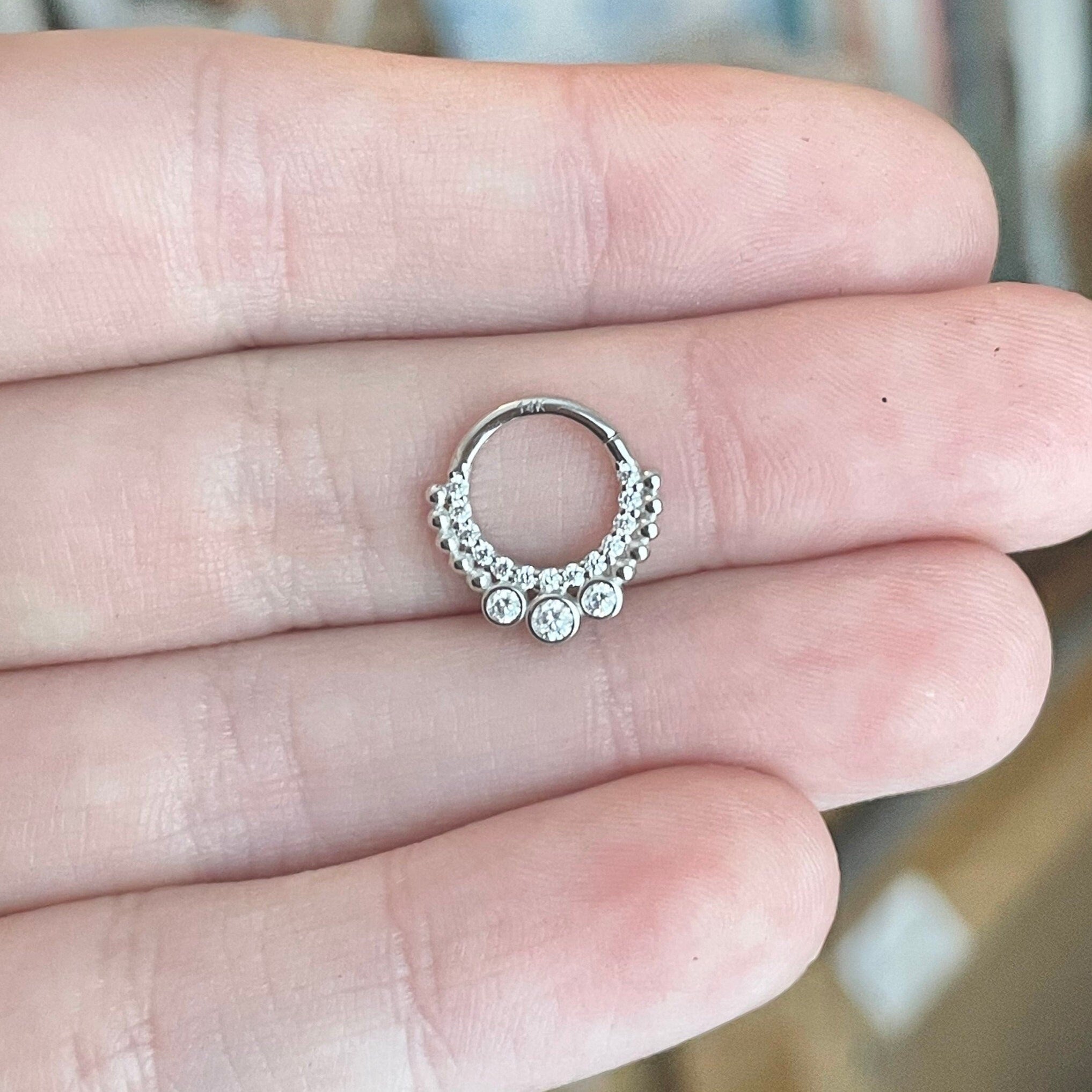 Selunai Septum Ring-Septum Ring-White Gold-Elara Body Jewelry