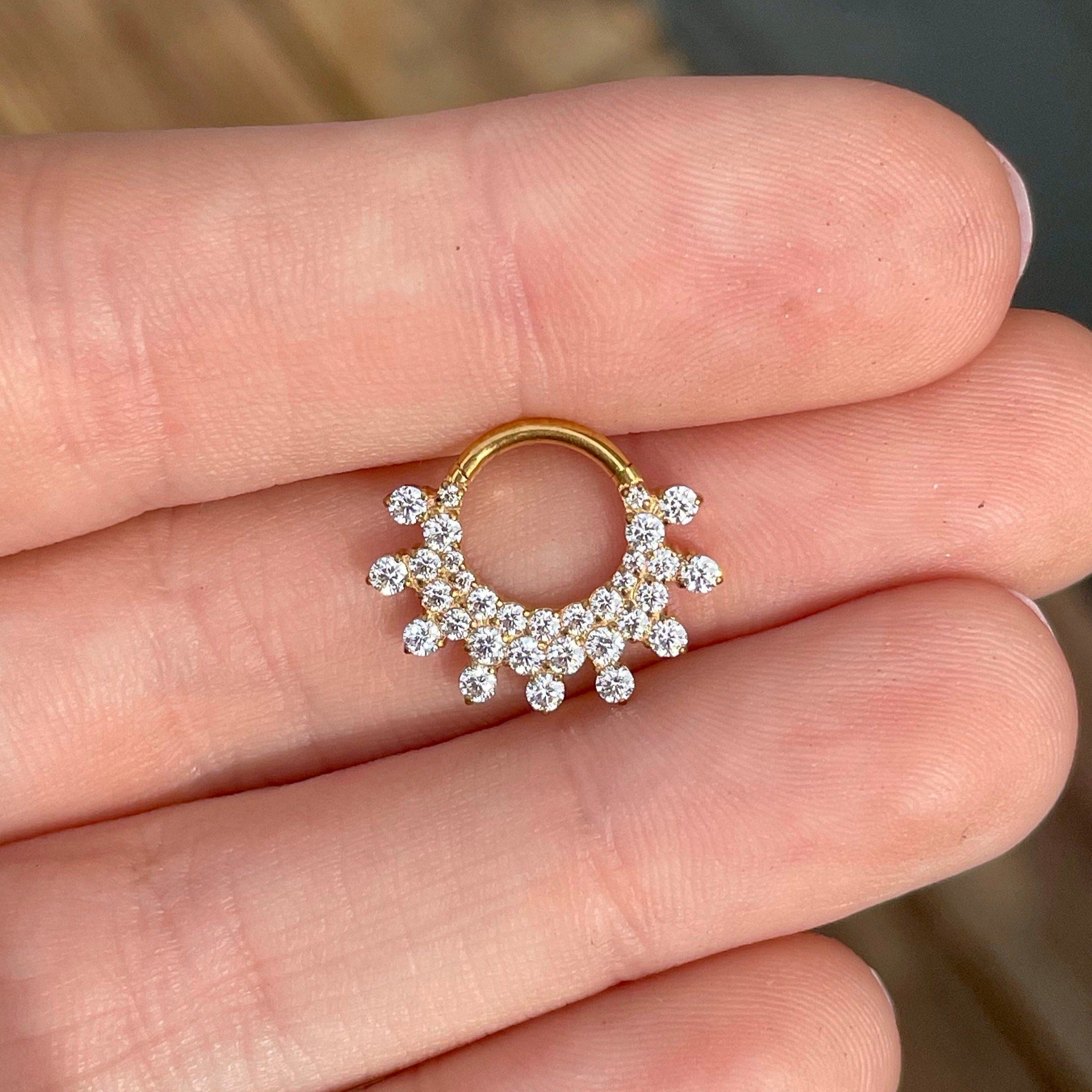 Serein Crystal Daith Earring-Daith Earring-Elara Body Jewelry