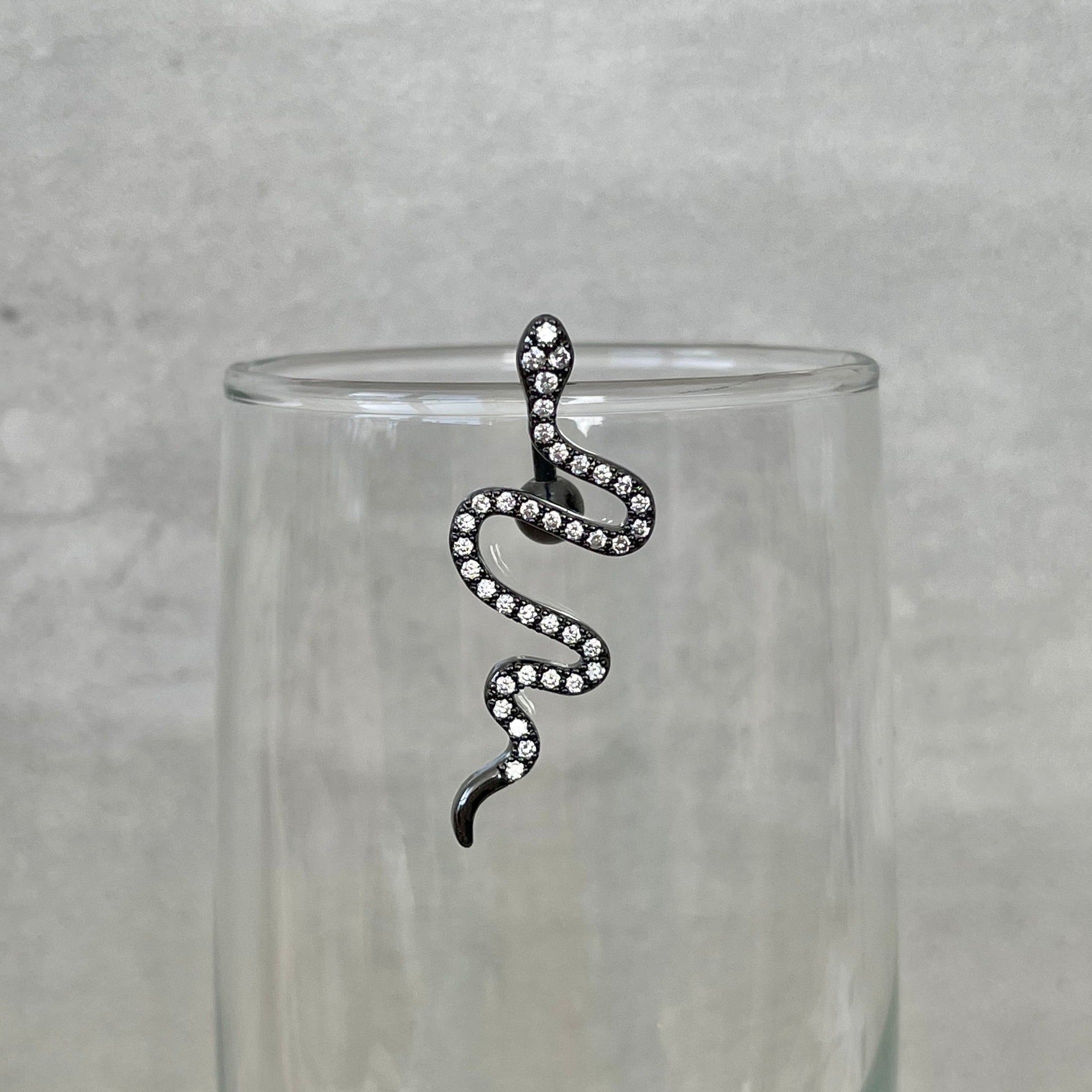 Serpentine Noire Belly Button Ring-Belly Button Rings-Black-Elara Body Jewelry