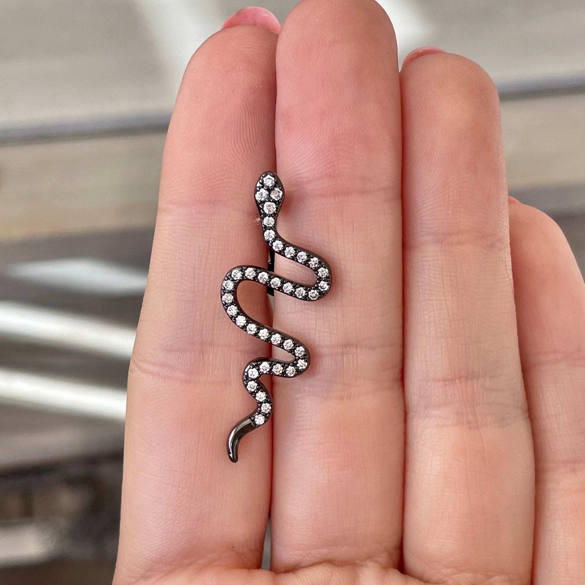 Serpentine Noire Belly Button Ring-Belly Button Rings-Elara Body Jewelry