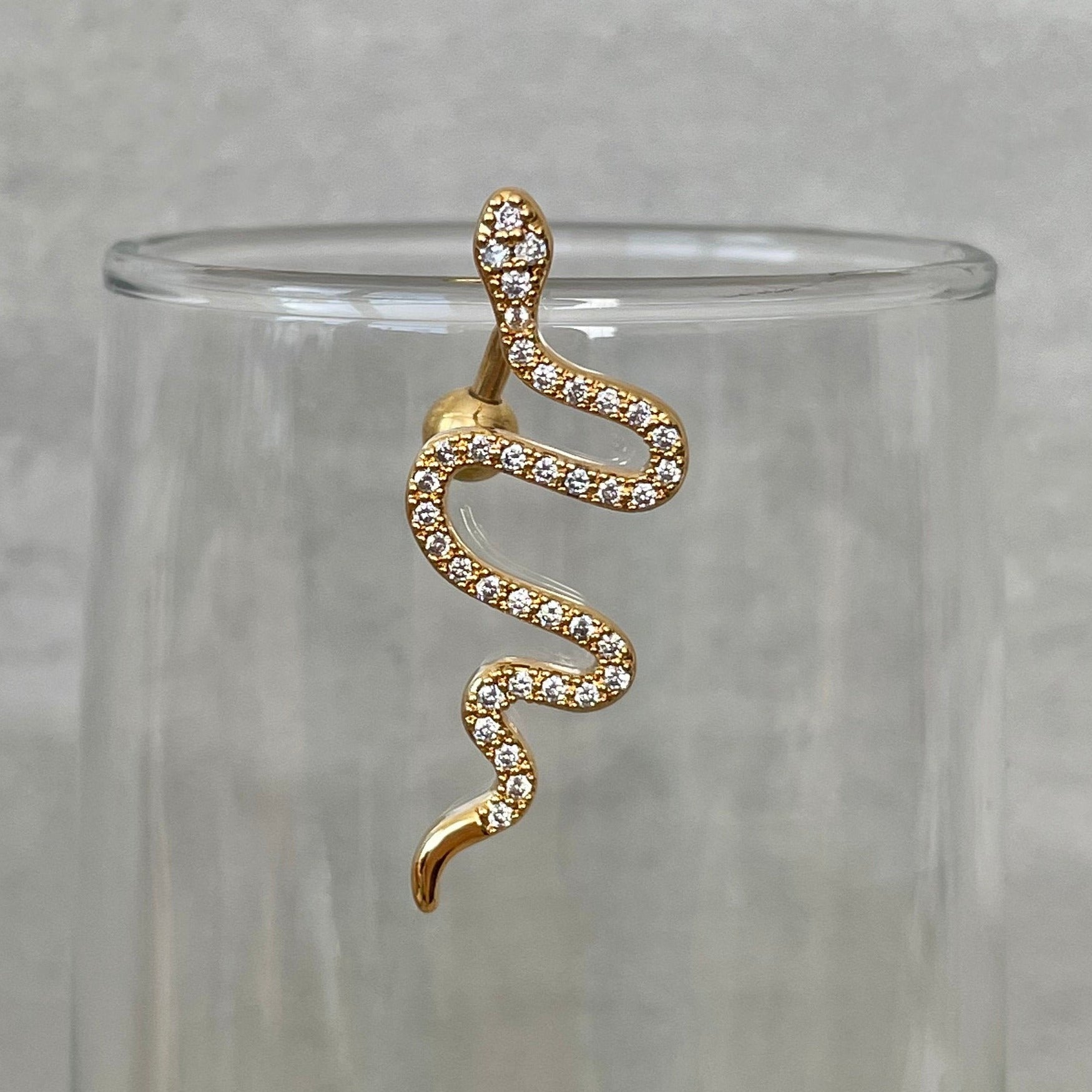 Serpentine Noire Belly Button Ring-Belly Button Rings-Elara Body Jewelry