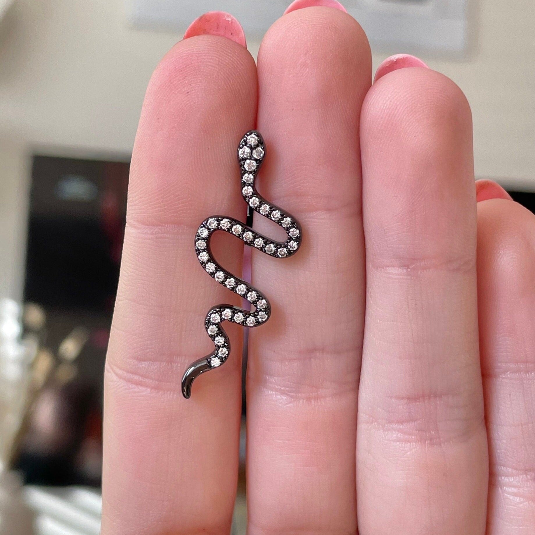 Serpentine Noire Belly Button Ring-Belly Button Rings-Elara Body Jewelry