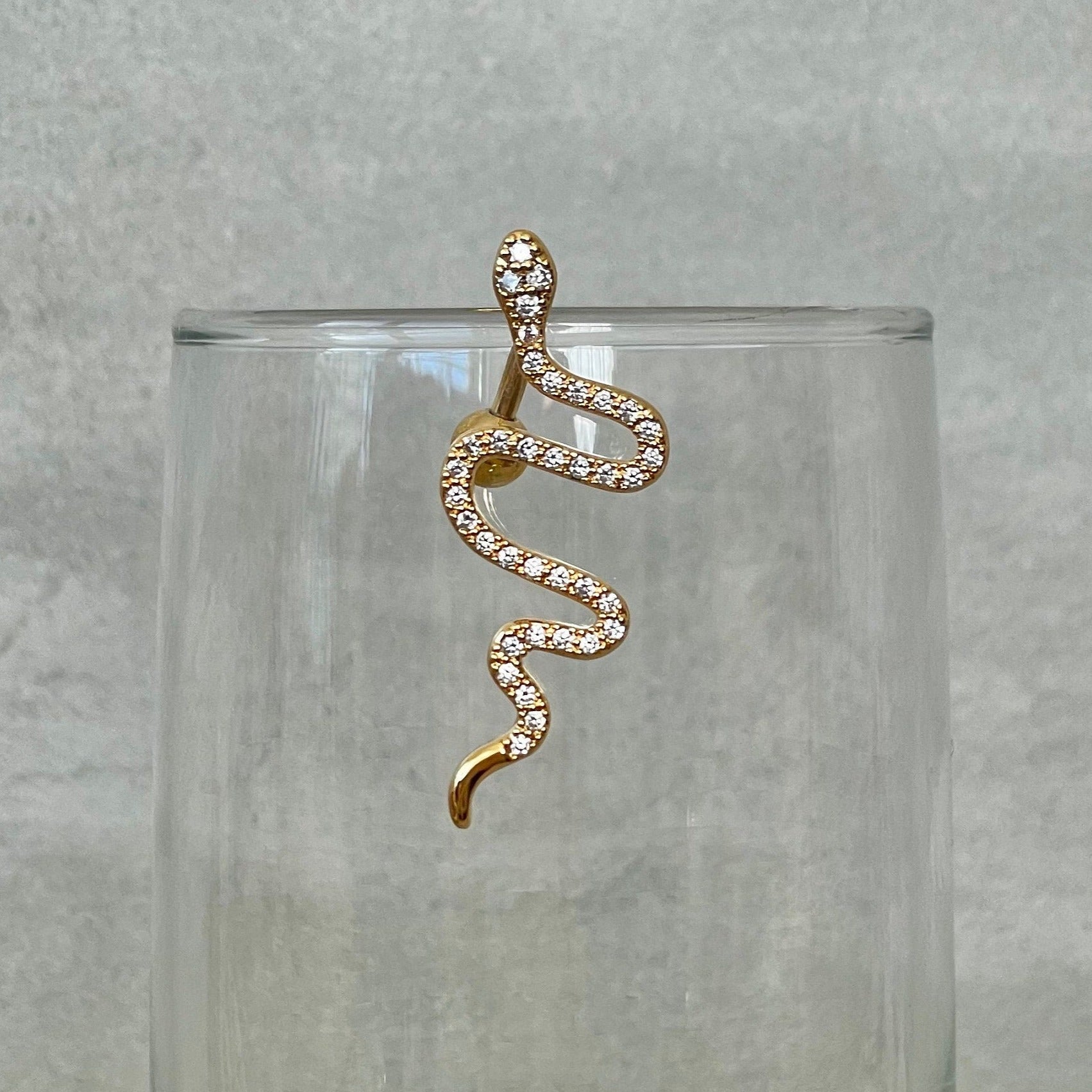 Serpentine Noire Belly Button Ring-Belly Button Rings-Gold-Elara Body Jewelry