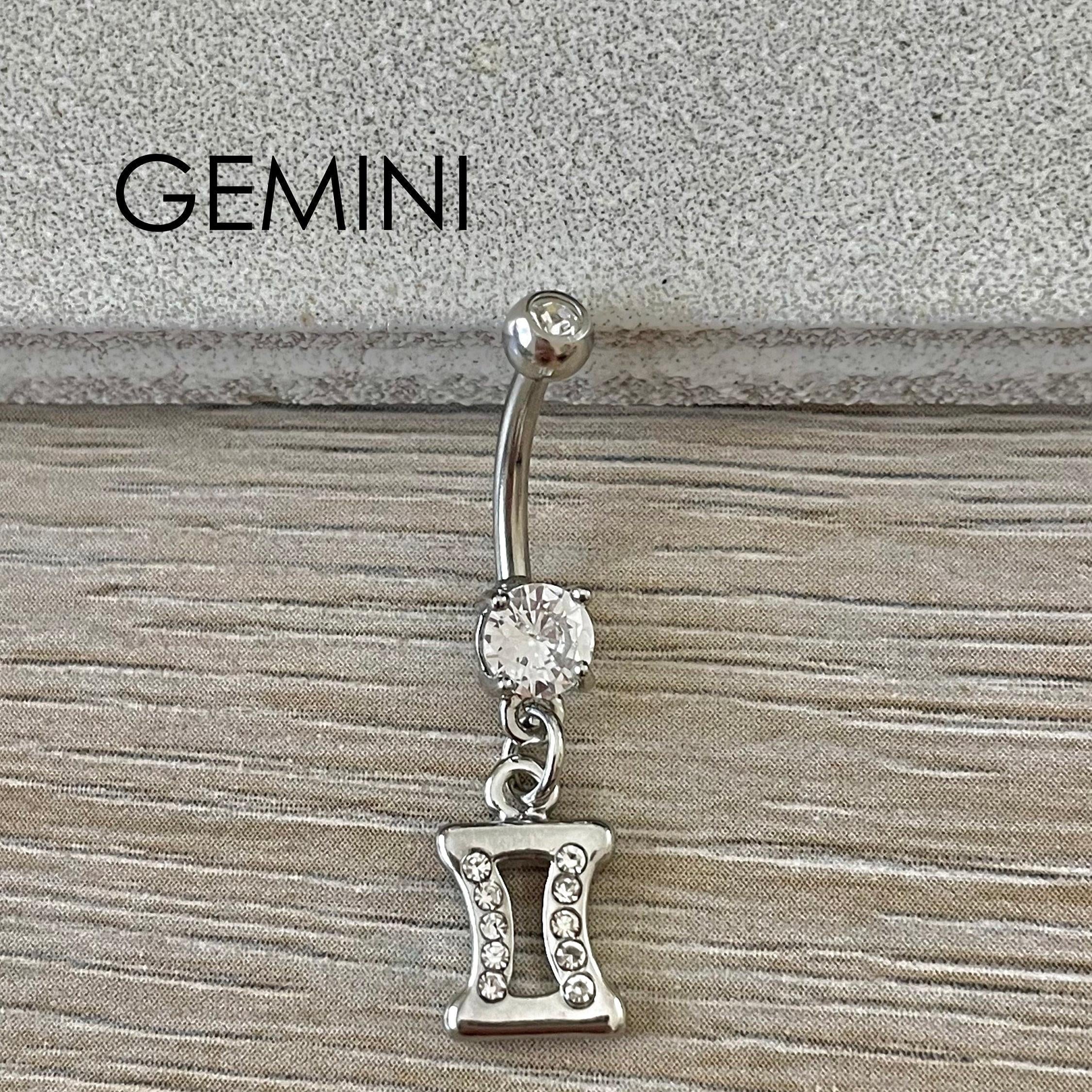 Silver Aquarius Belly Button Ring-Belly Button Rings-Gemini-Elara Body Jewelry