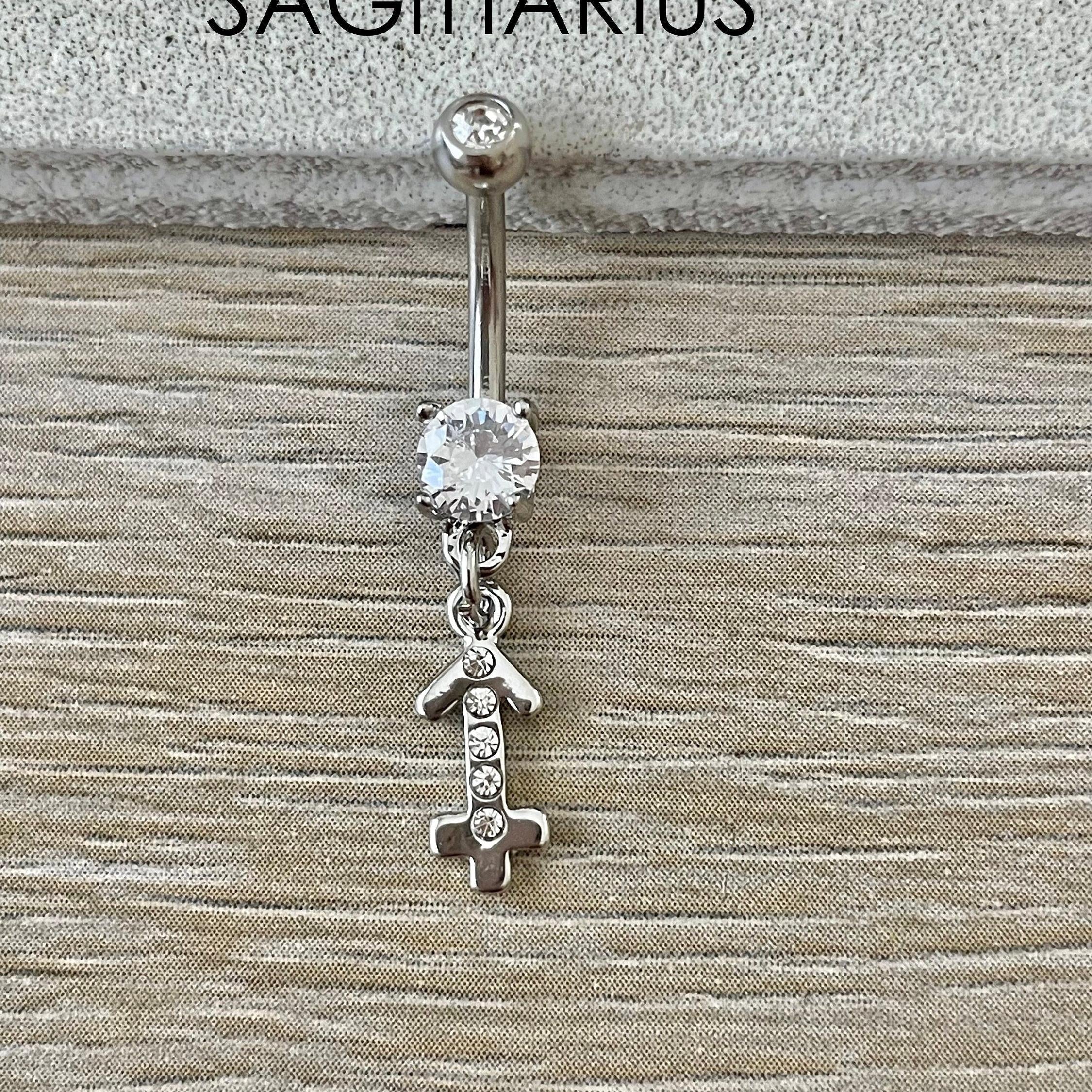 Silver Aquarius Belly Button Ring-Belly Button Rings-Sagittarius-Elara Body Jewelry