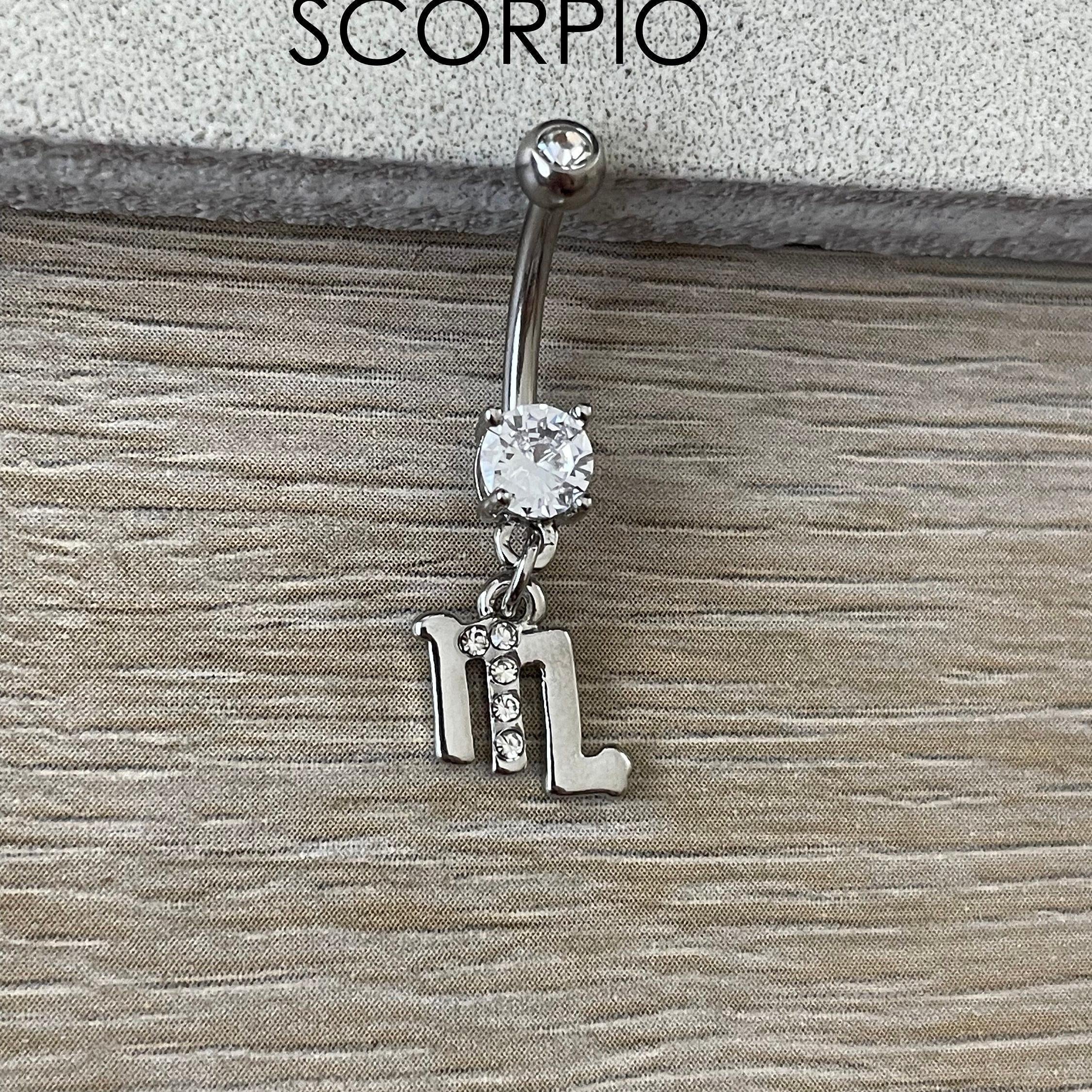 Silver Aquarius Belly Button Ring-Belly Button Rings-Scorpio-Elara Body Jewelry