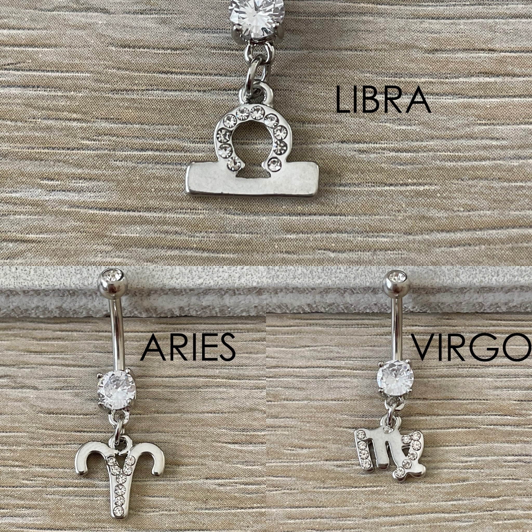 Silver Zodiac Belly Button Ring-Belly Button Rings-Aries-Elara Body Jewelry