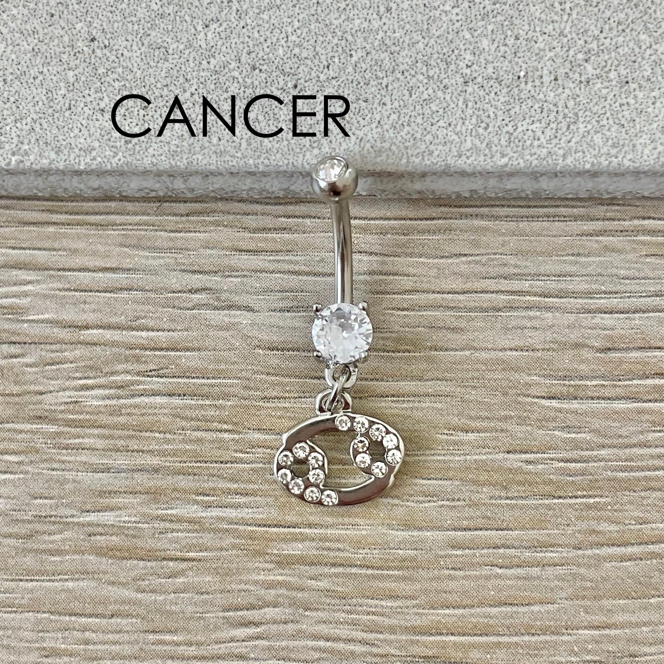 Silver Zodiac Belly Button Ring-Belly Button Rings-Cancer-Elara Body Jewelry