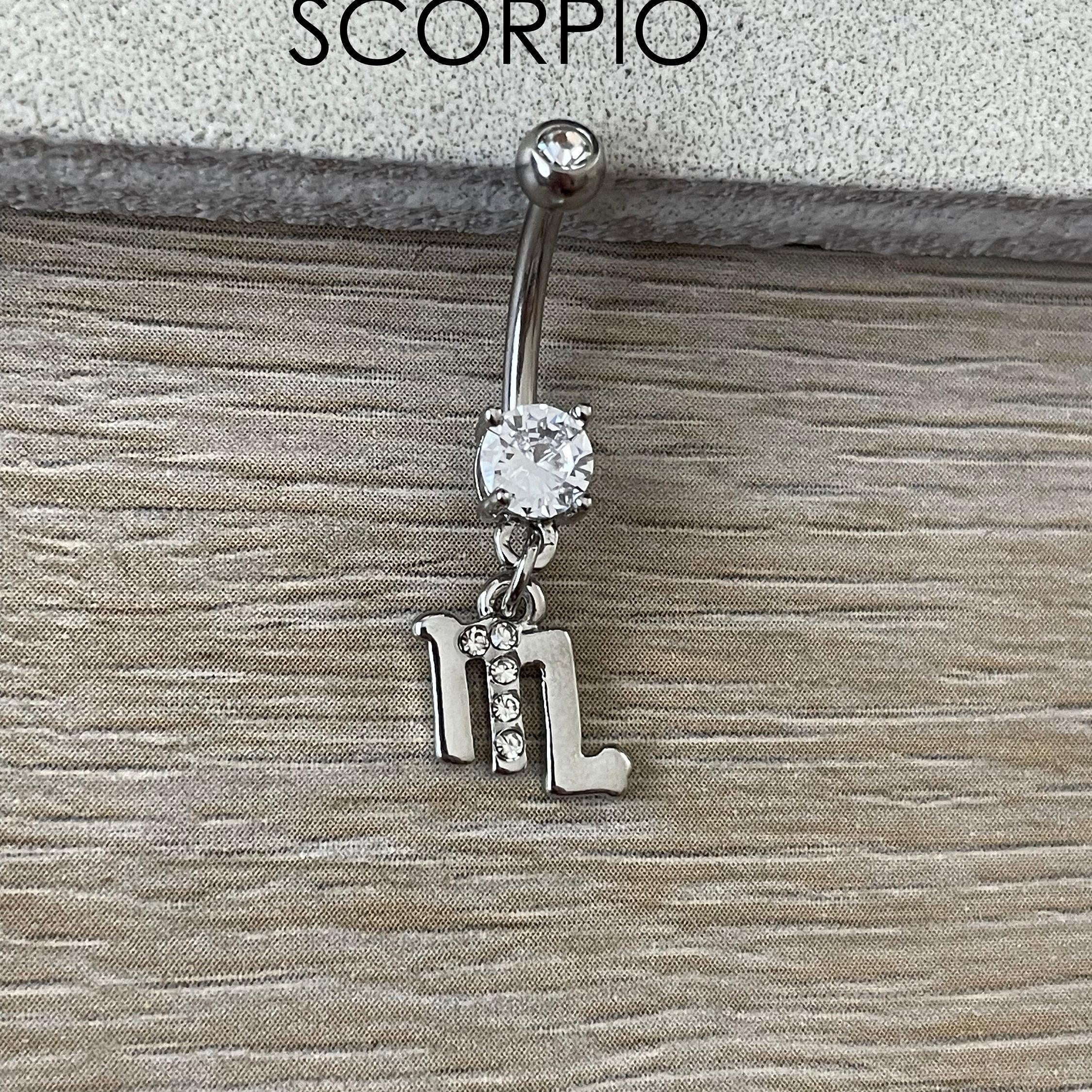 Silver Zodiac Belly Button Ring-Belly Button Rings-Scorpio-Elara Body Jewelry