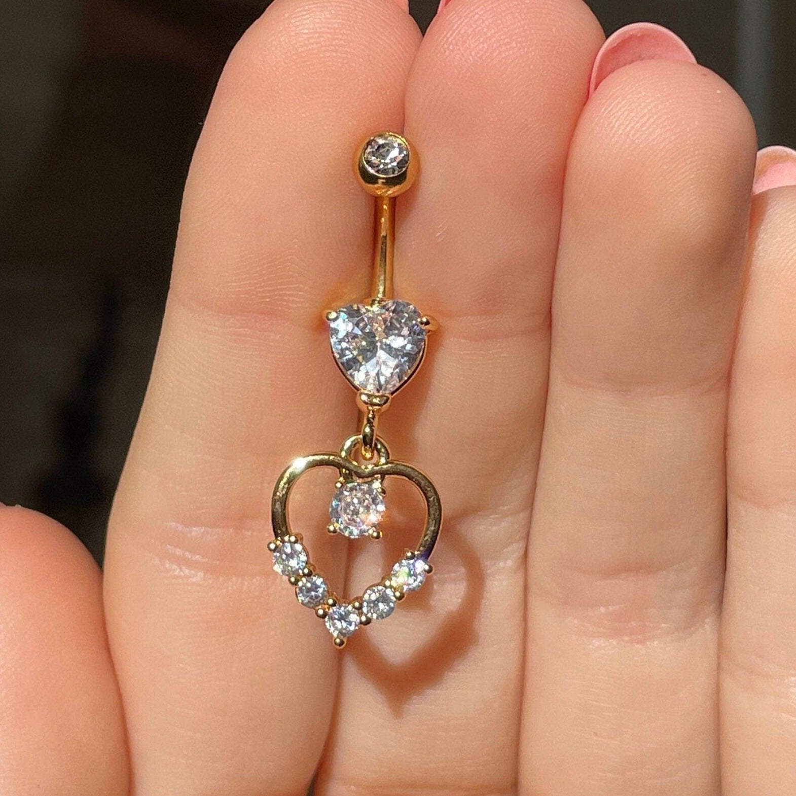 Solara Heart Belly Button Ring-Belly Button Rings-Gold-Elara Body Jewelry