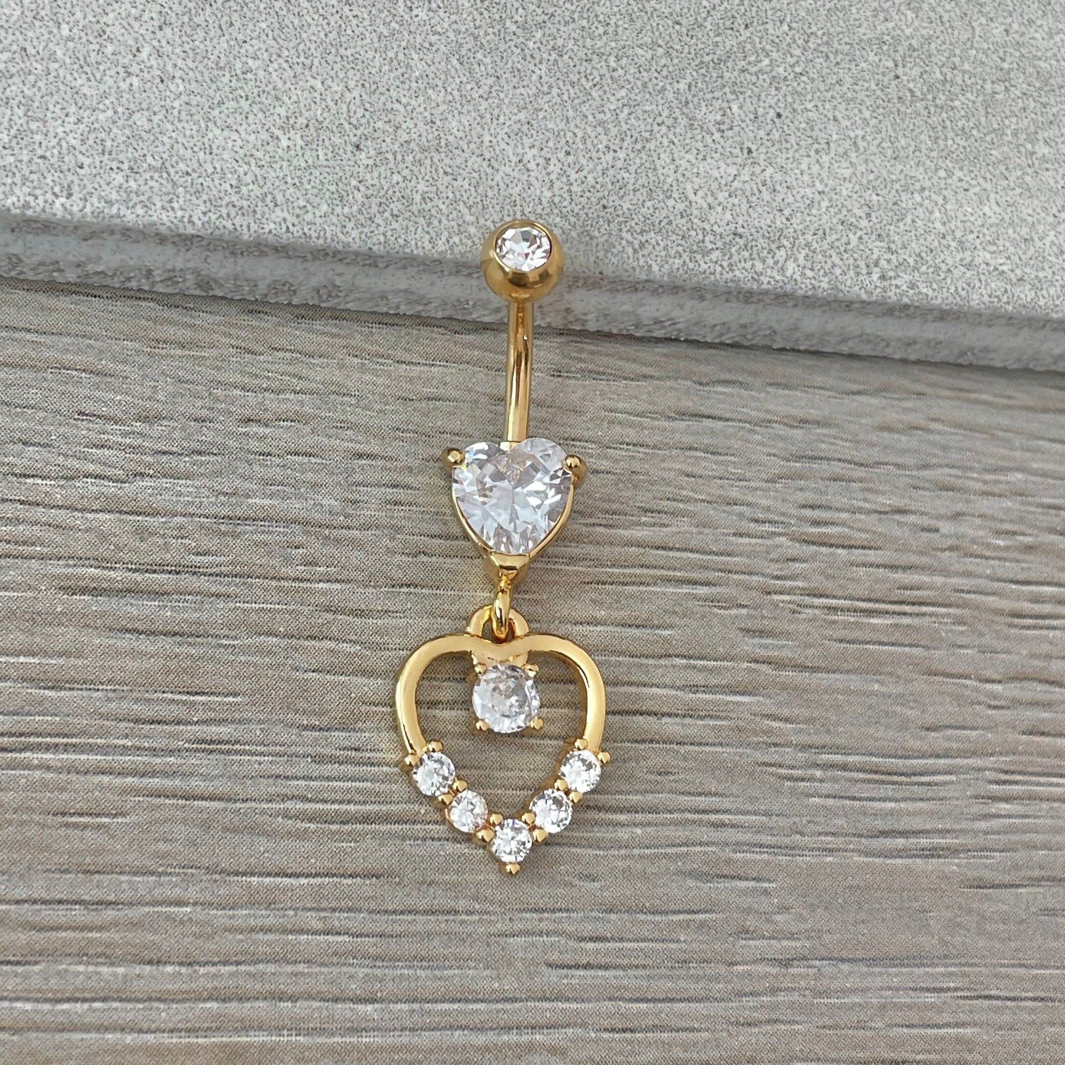 Solara Heart Belly Button Ring-Belly Button Rings-Elara Body Jewelry
