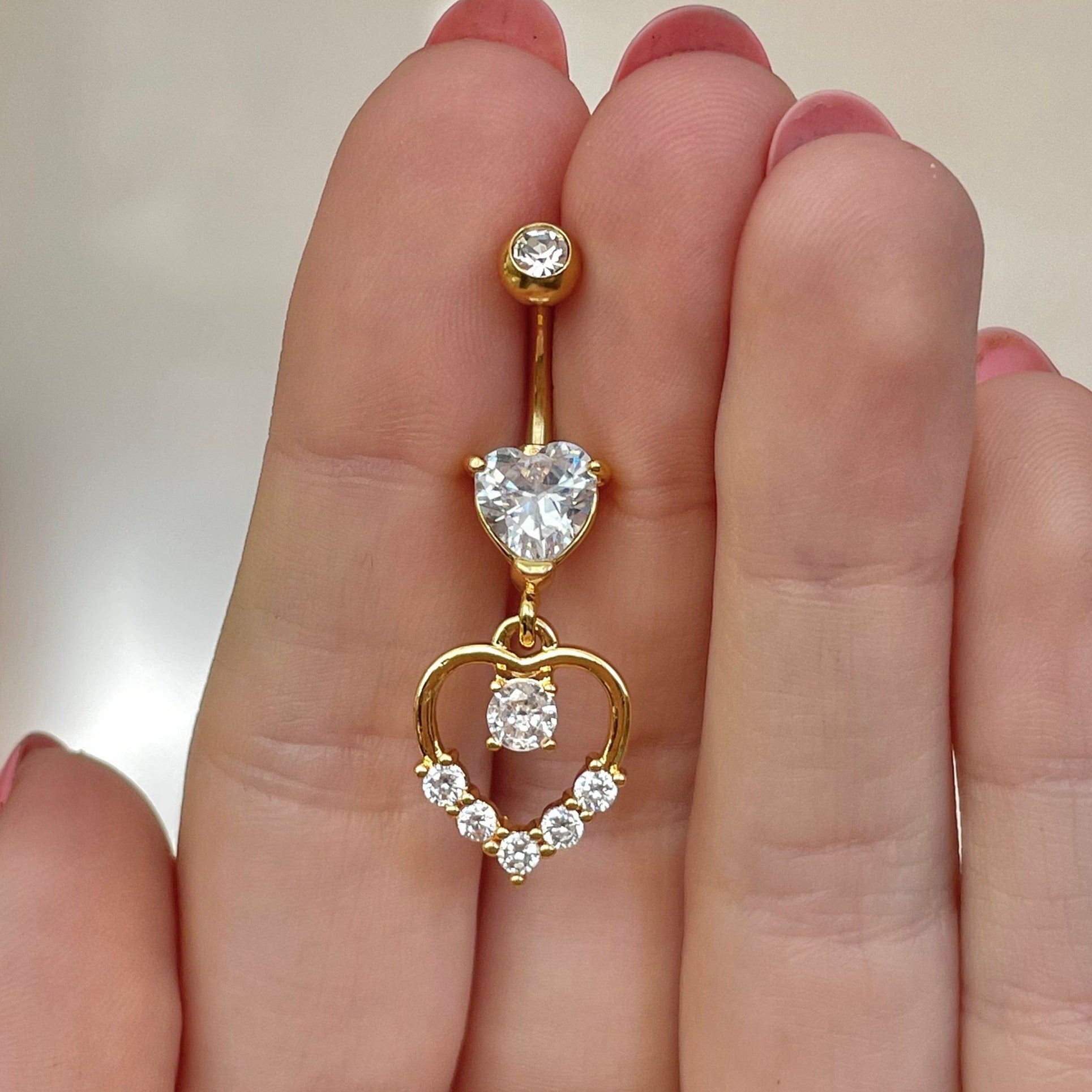 Solara Heart Belly Button Ring-Belly Button Rings-Elara Body Jewelry