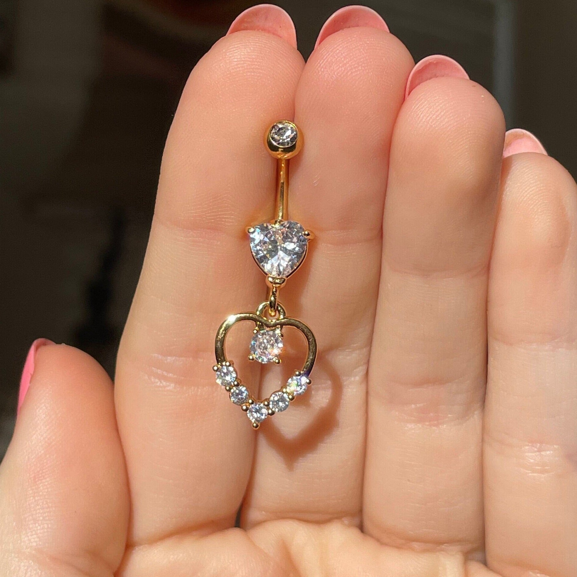 Solara Heart Belly Button Ring-Belly Button Rings-Gold-Elara Body Jewelry