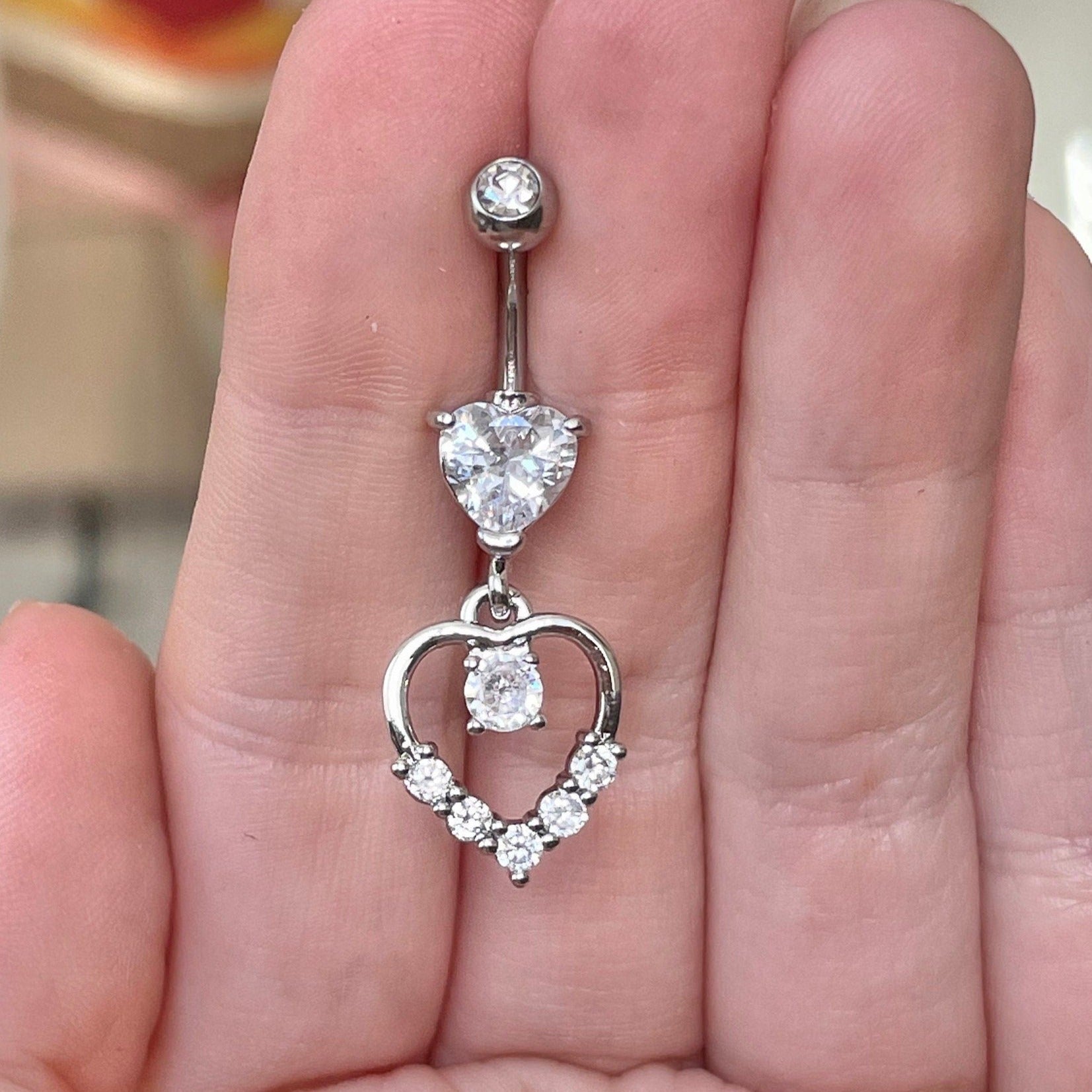 Solara Heart Belly Button Ring-Belly Button Rings-Elara Body Jewelry