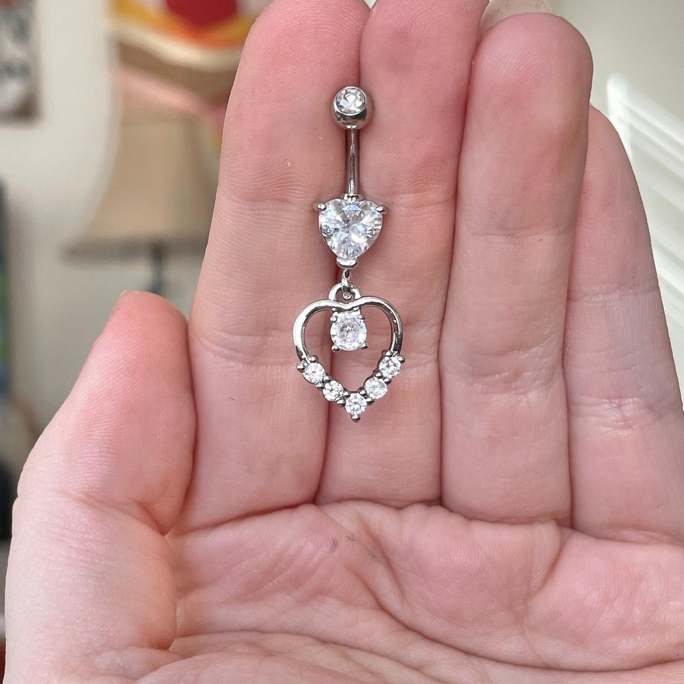 Solara Heart Belly Button Ring-Belly Button Rings-Silver-Elara Body Jewelry