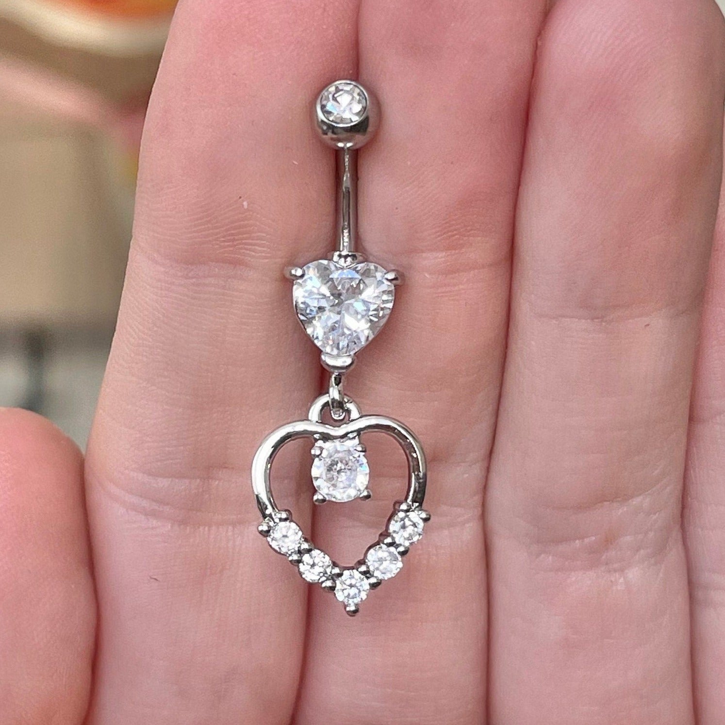 Solara Heart Belly Button Ring-Belly Button Rings-Elara Body Jewelry