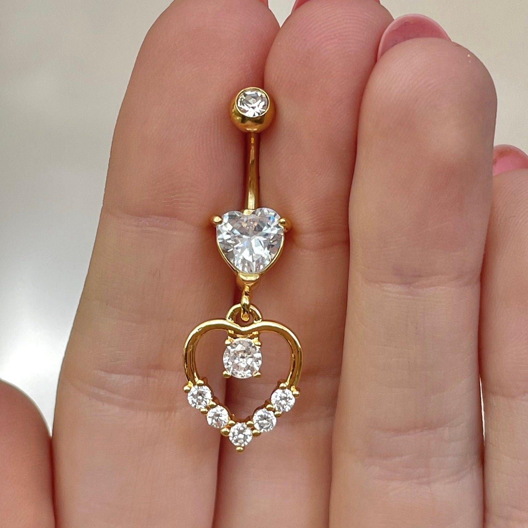 Solara Heart Belly Button Ring-Belly Button Rings-Elara Body Jewelry