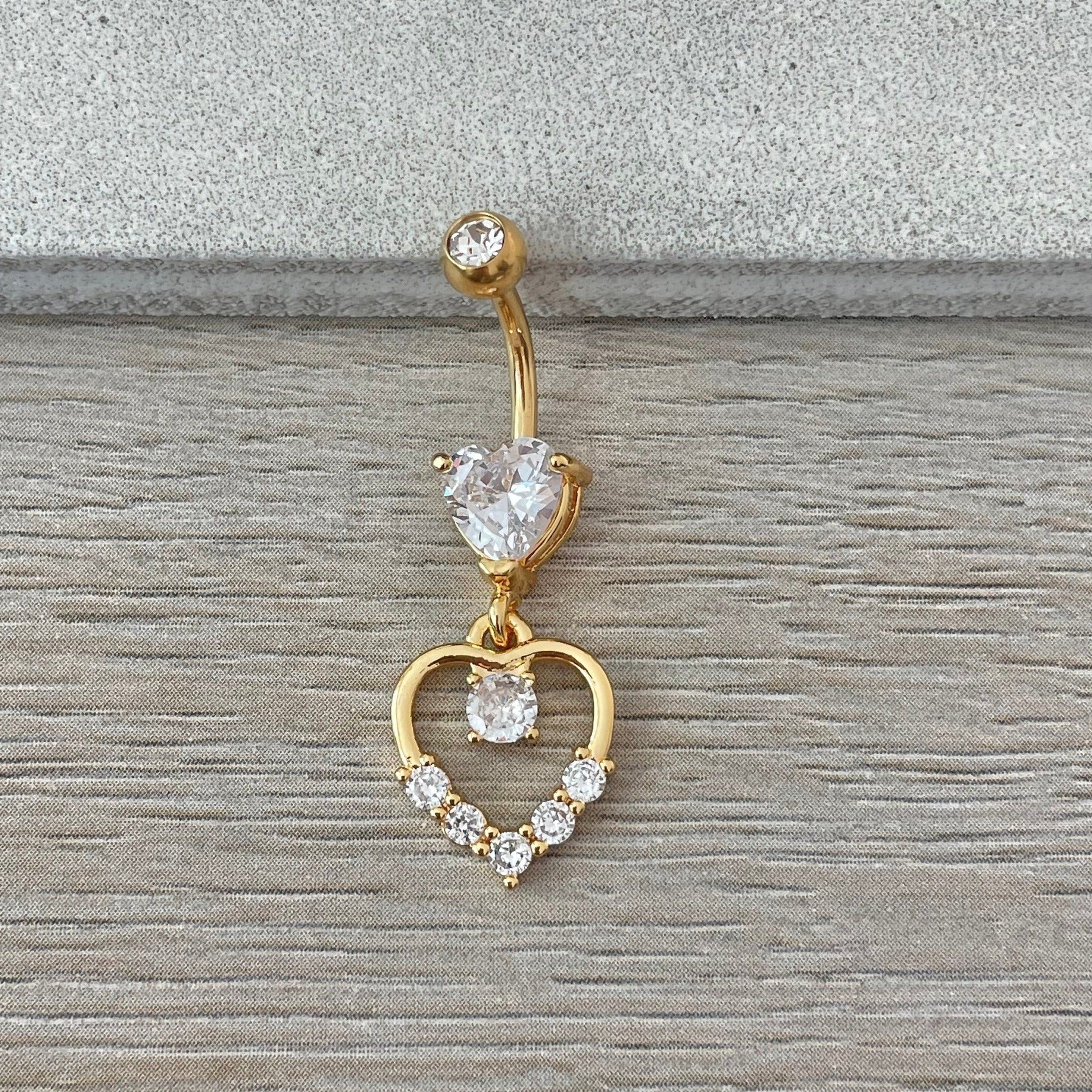Solara Heart Belly Button Ring-Belly Button Rings-Elara Body Jewelry