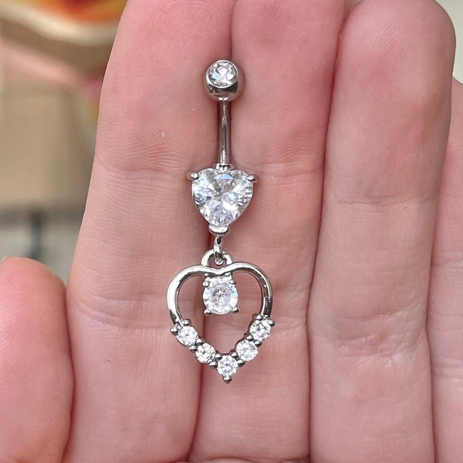 Solara Heart Belly Button Ring-Belly Button Rings-Elara Body Jewelry