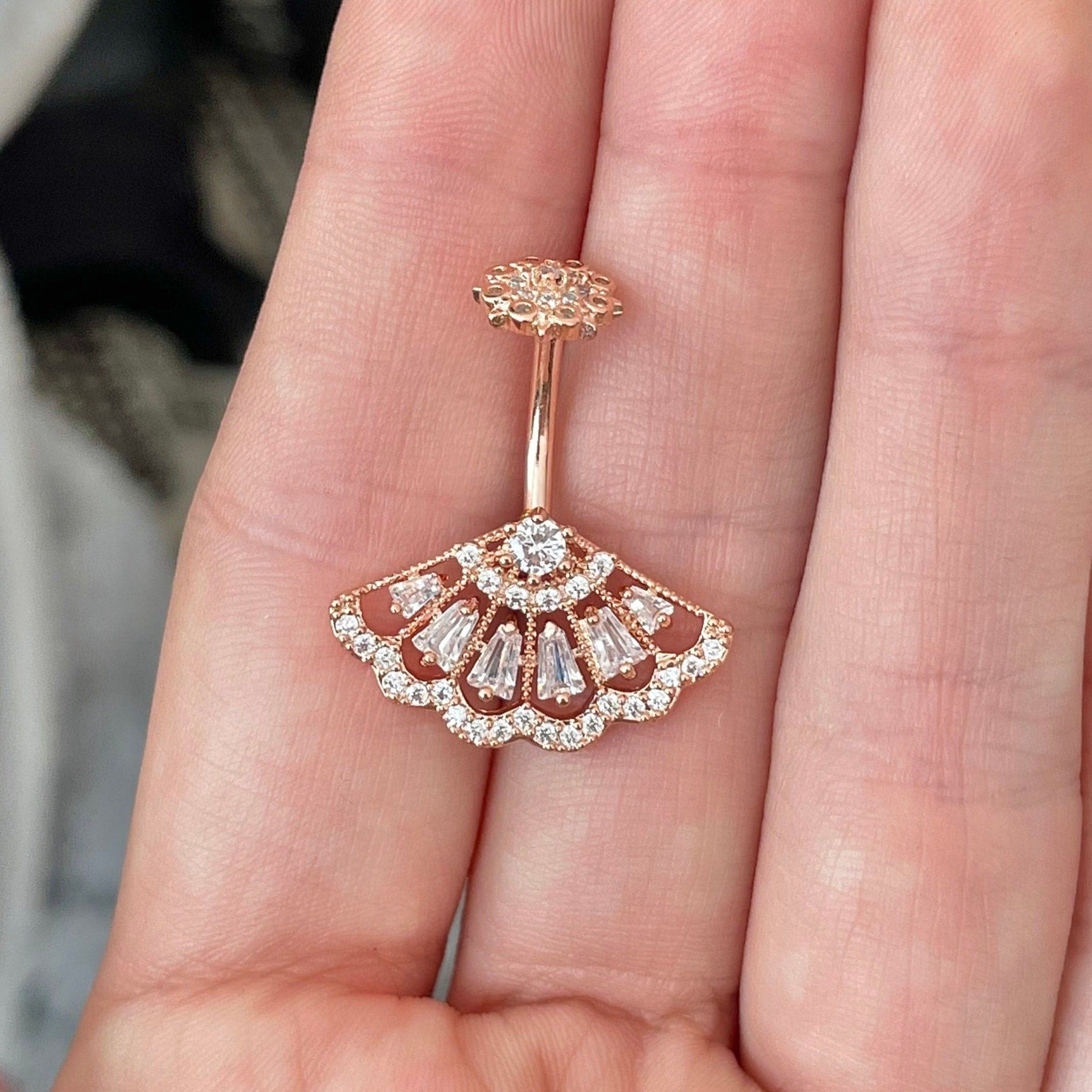 Soleia Arc Belly Button Ring-Belly Button Rings-Rose gold-Elara Body Jewelry